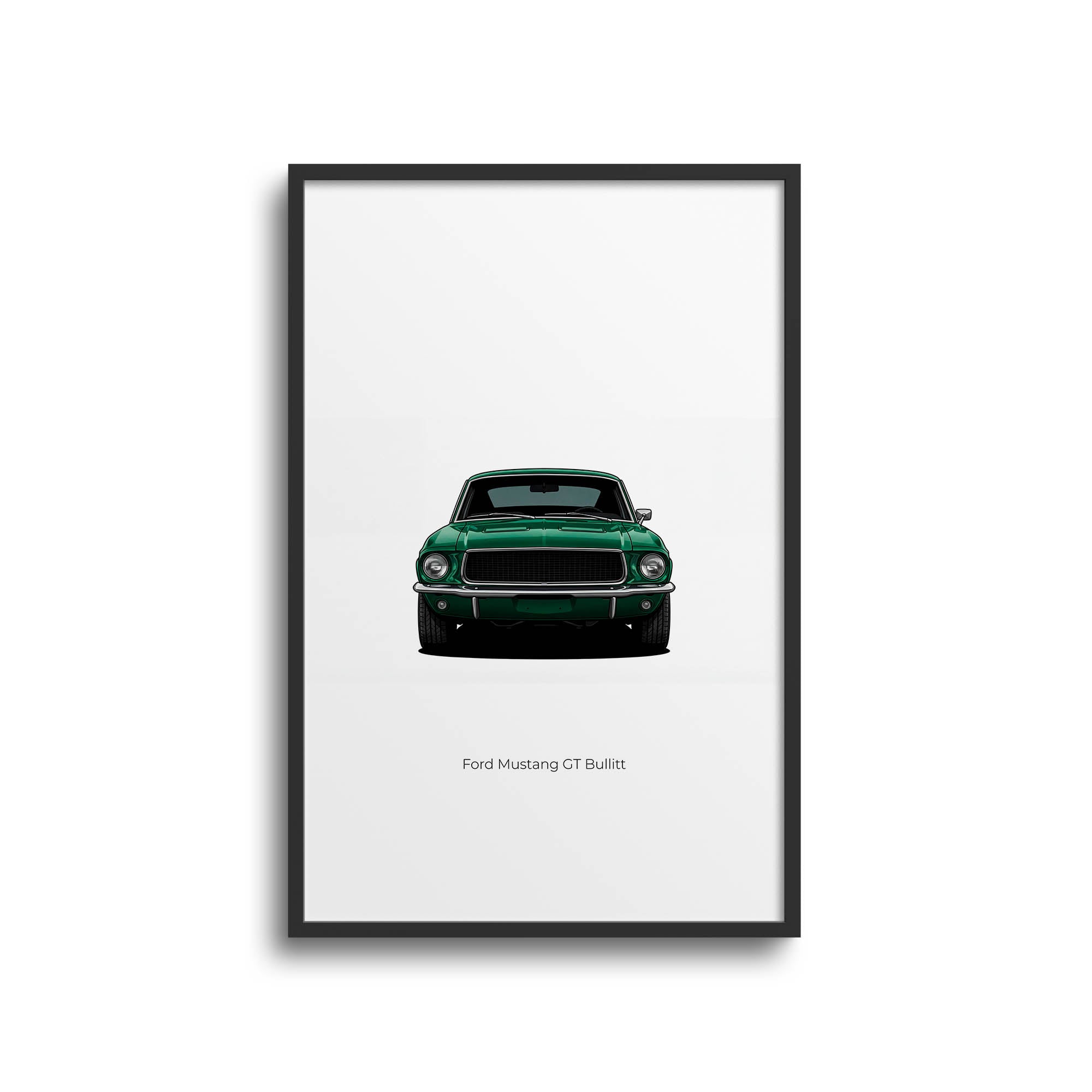 1968 Ford Mustang Gt Bullitt Highland Green Front View Poster