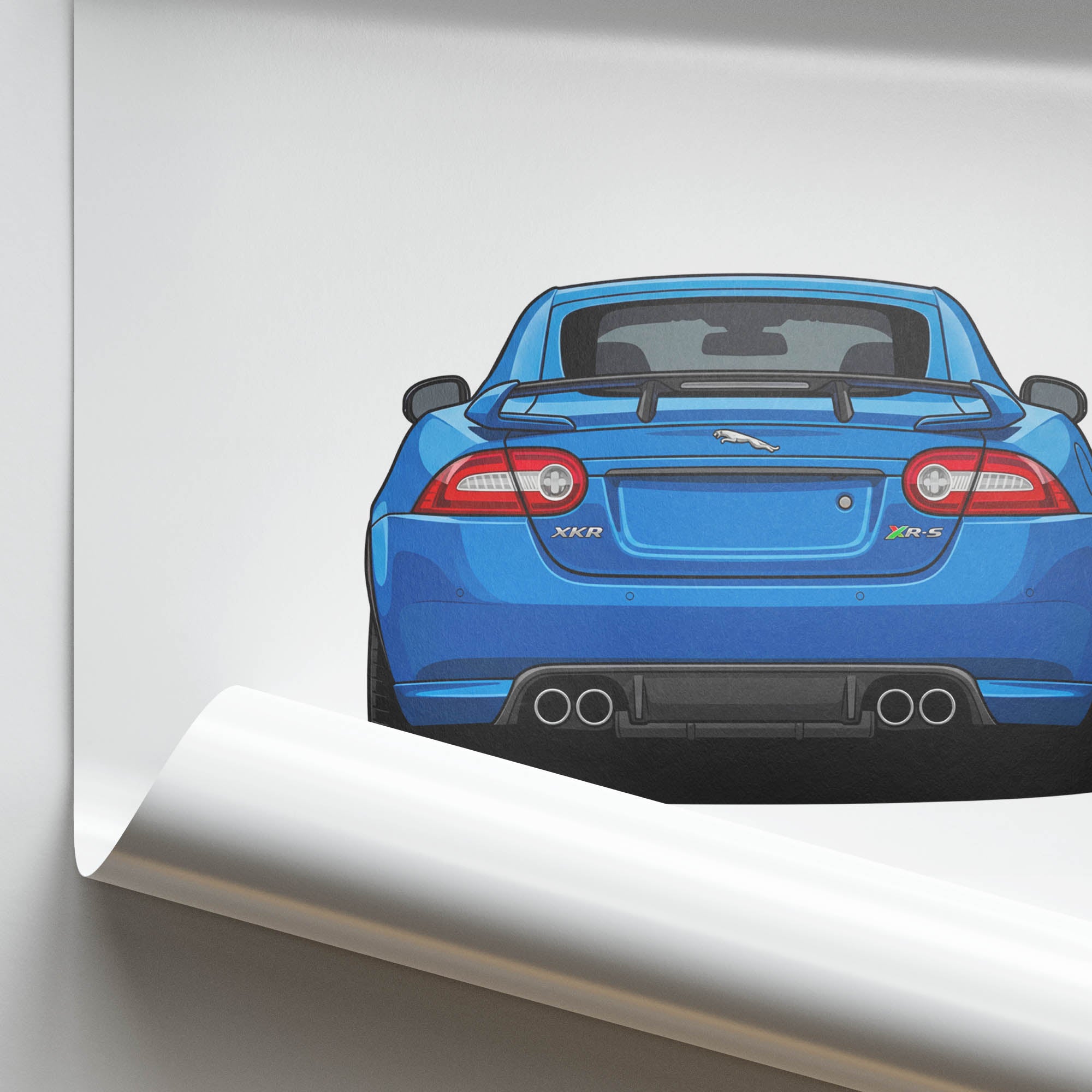 Jaguar XKR S Poster - 2012 French Racing Blue Car Back View Print