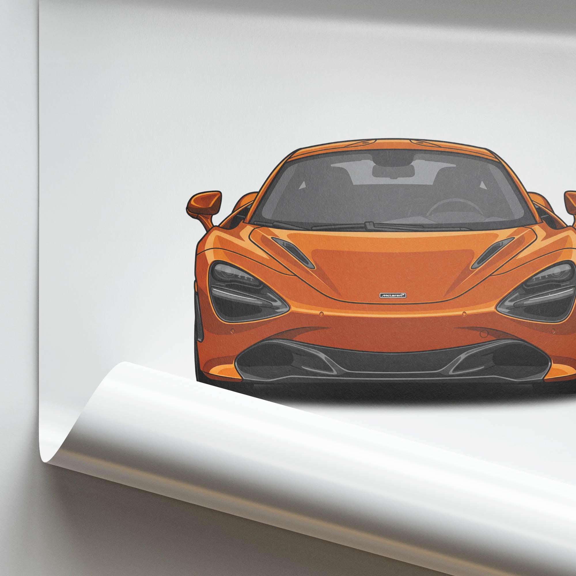 Mclaren 720S Poster – 2017 Azores Orange Front View Sports Car Print