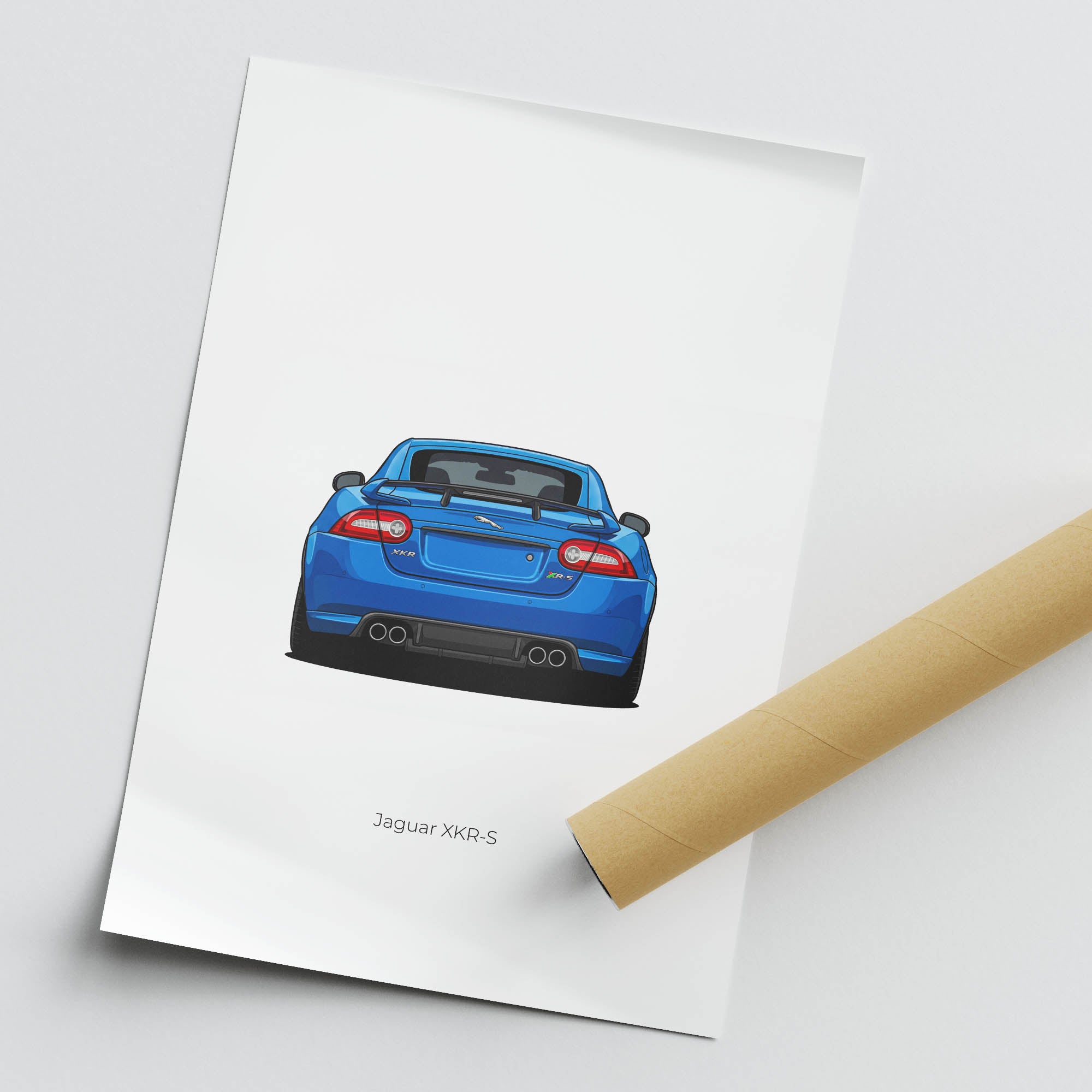 Jaguar XKR S Poster - 2012 French Racing Blue Car Back View Print