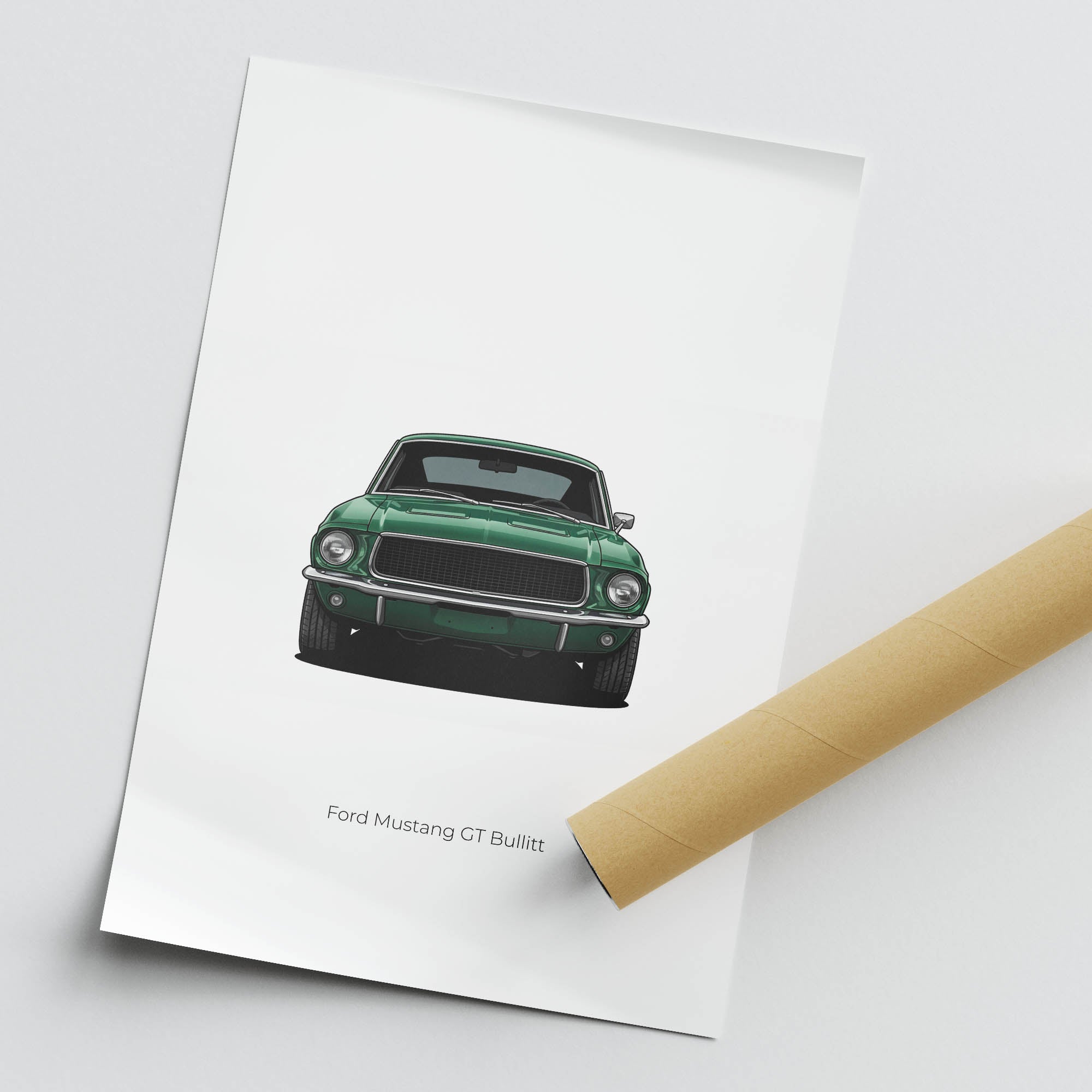 1968 Ford Mustang Gt Bullitt Highland Green Front View Poster