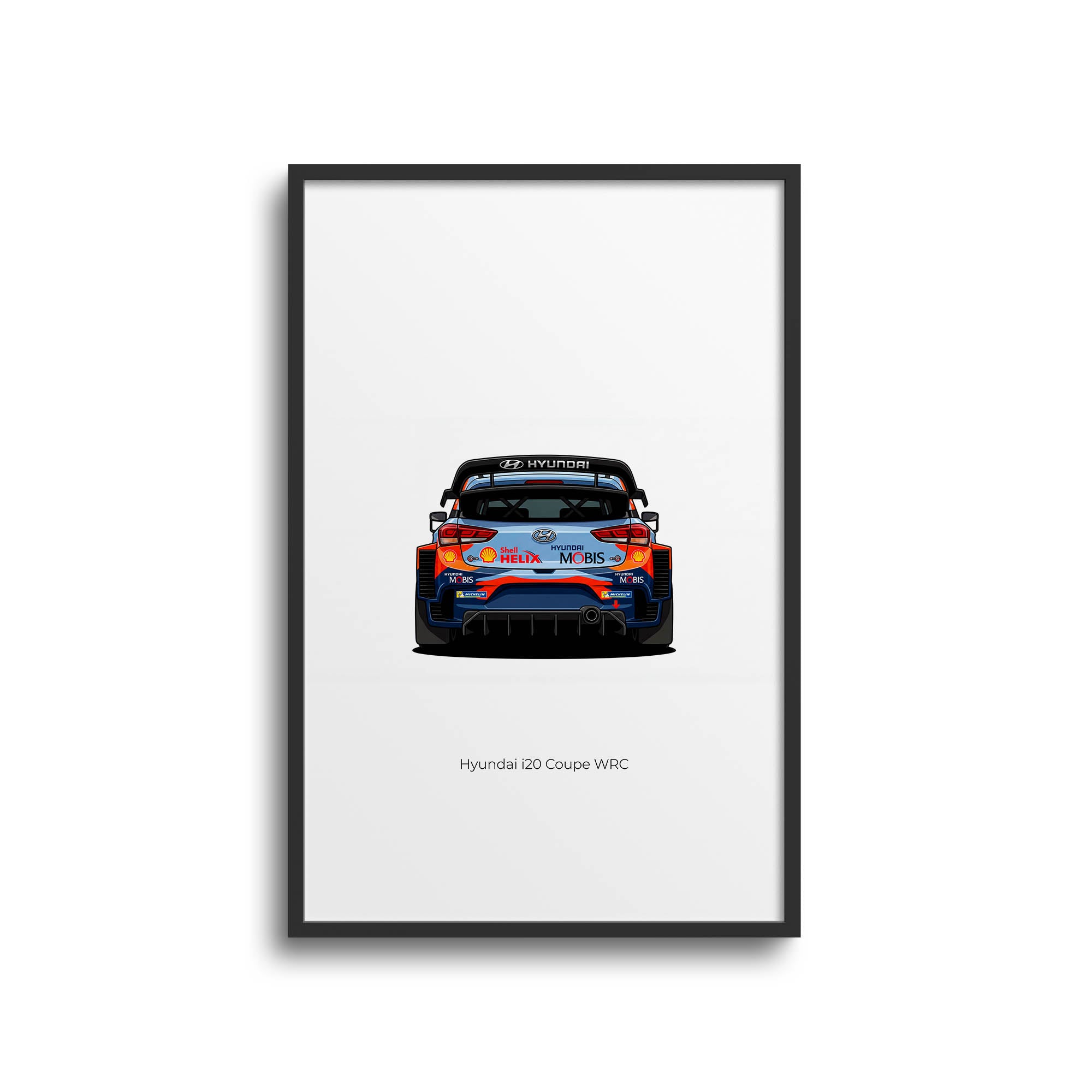 Hyundai I20 Coupe Poster – 2019 WRC Car Print With Blue Orange Livery