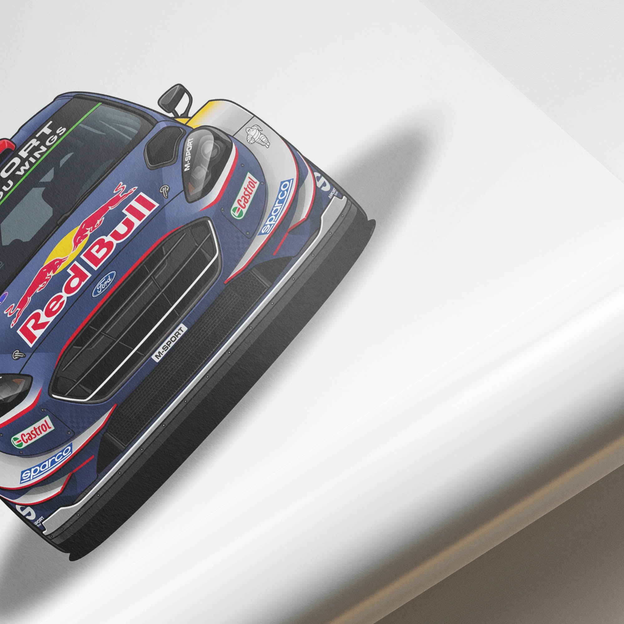 Ford Fiesta Poster - 2017 M Sport Red Bull Matte Blue Rally Car Wall Art Print