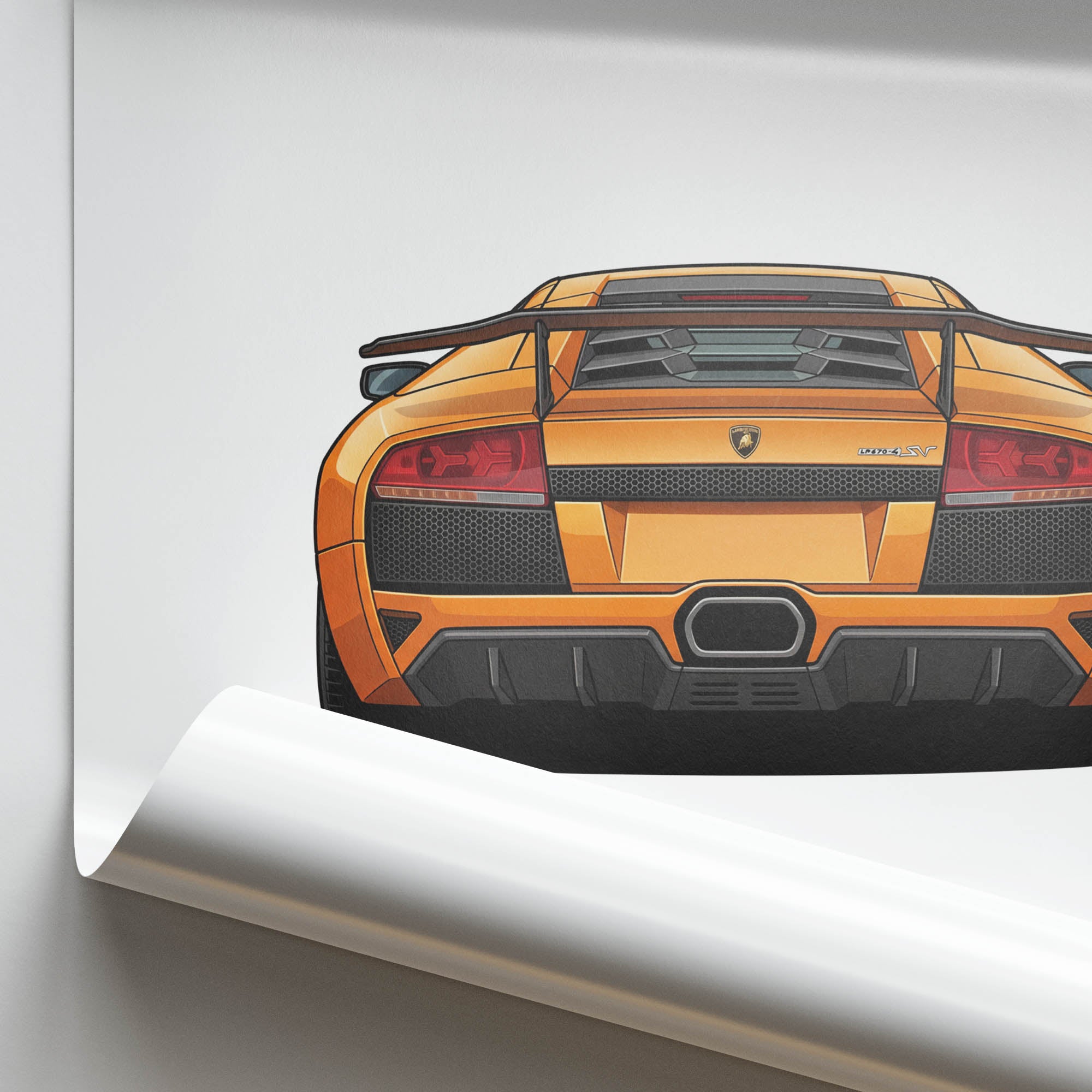Lamborghini Murciélago Poster – 2010 LP670-4 SV Orange Sports Car Wall Art
