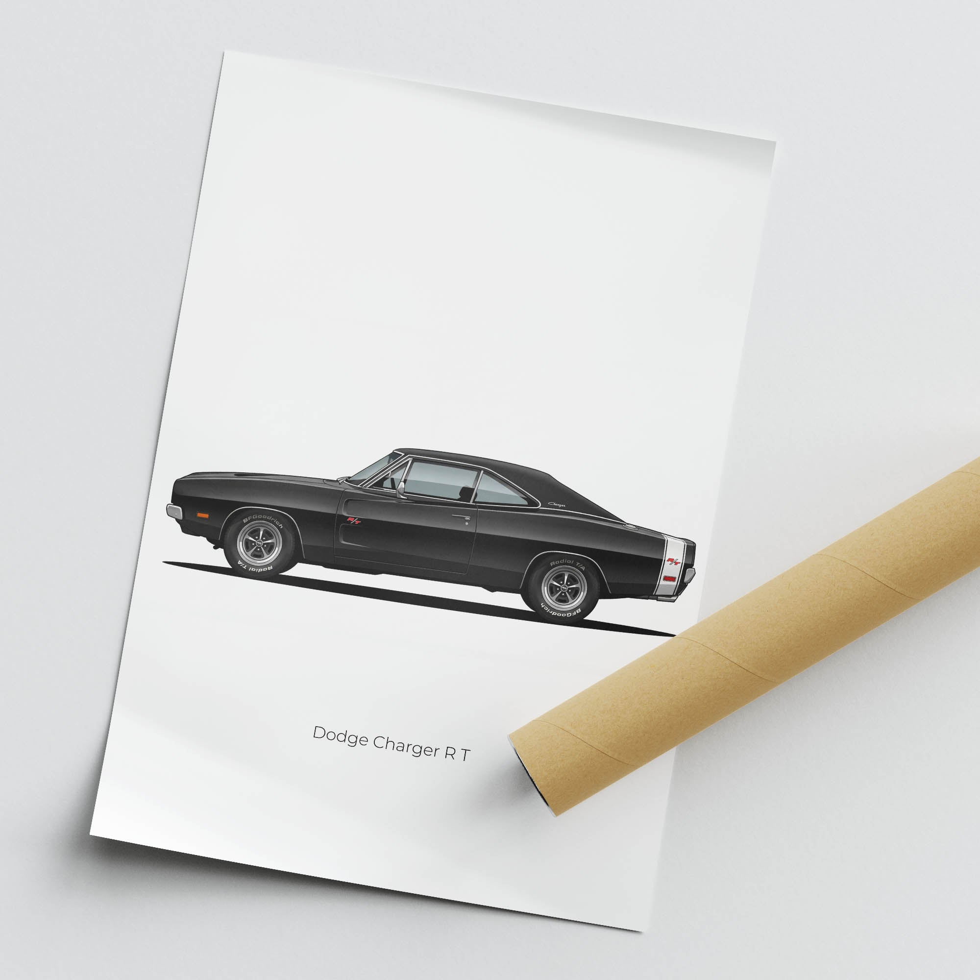 1969 Dodge Charger R T Black Side View Poster