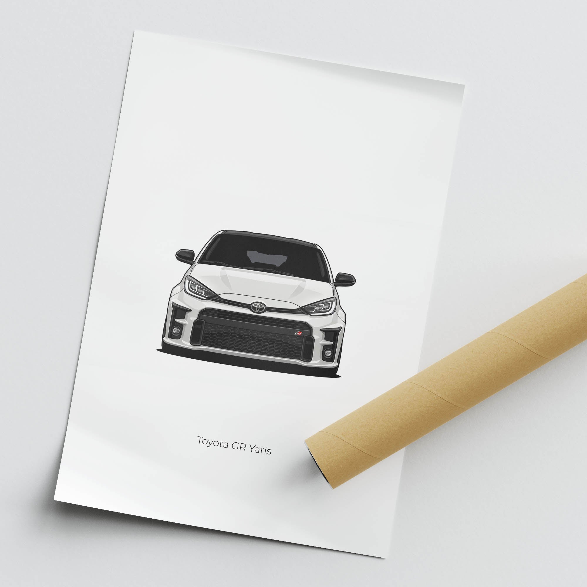 Toyota GR Yaris Poster – 2020 White Pearl Car Wall Art | Limited Edition Print