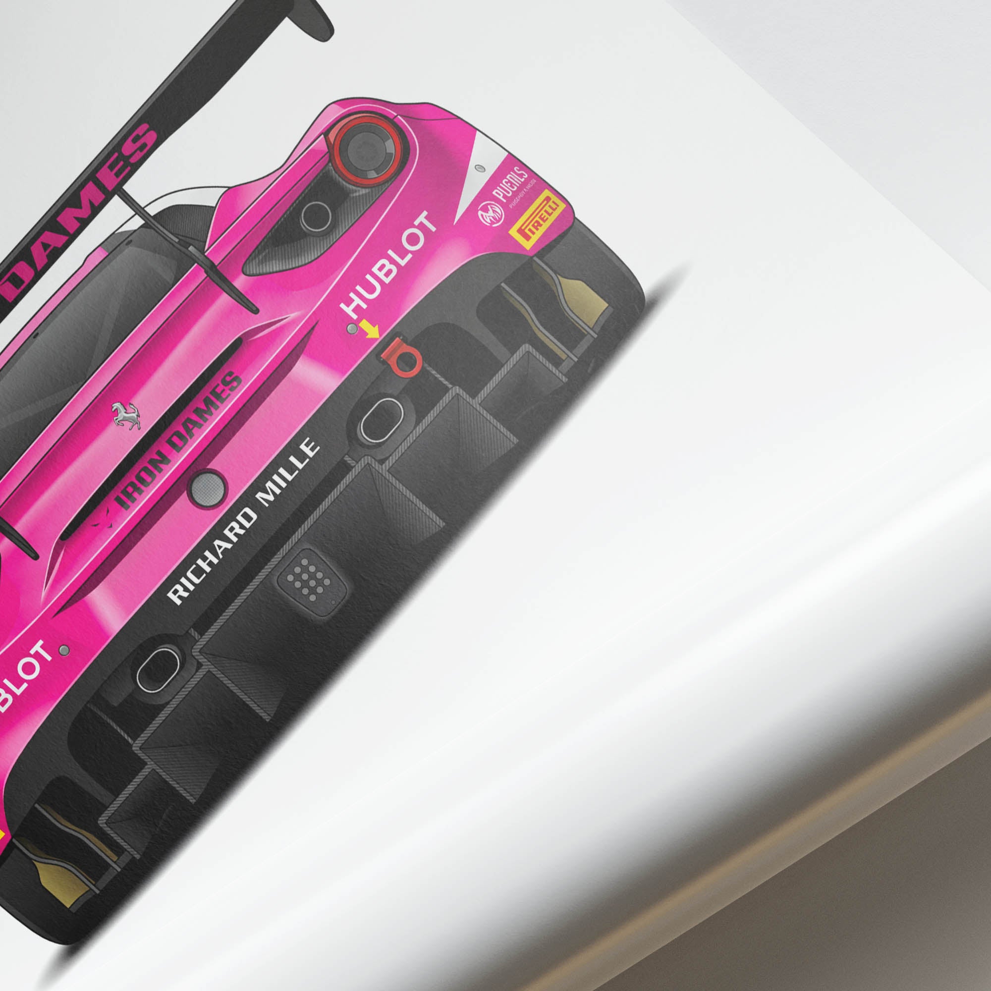 Ferrari 488 GT3 Poster – 2021 Iron Dames Pink Livery Race Car Print