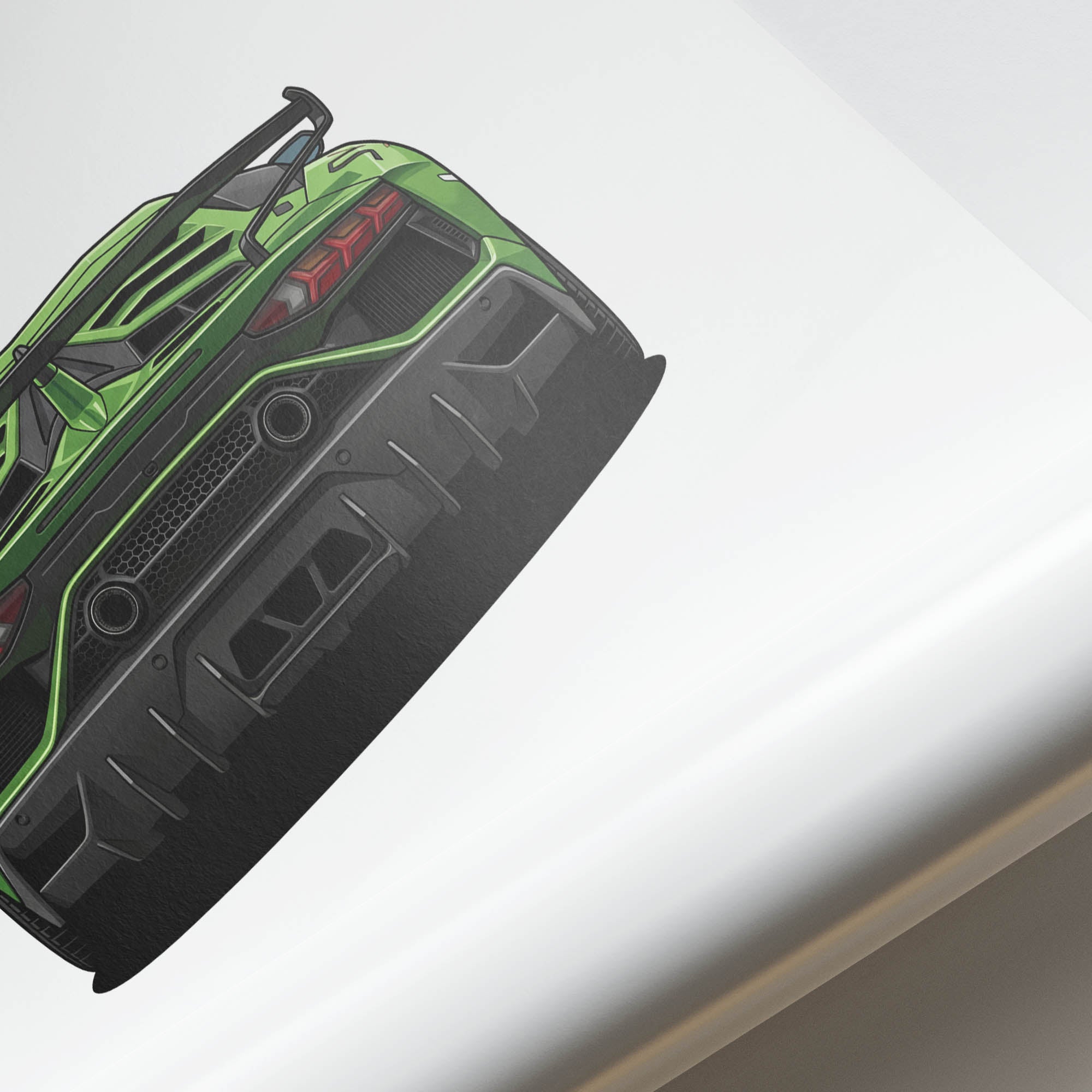 Lamborghini Aventador Poster – 2018 SVJ Verde Alceo Supercar Back View Print