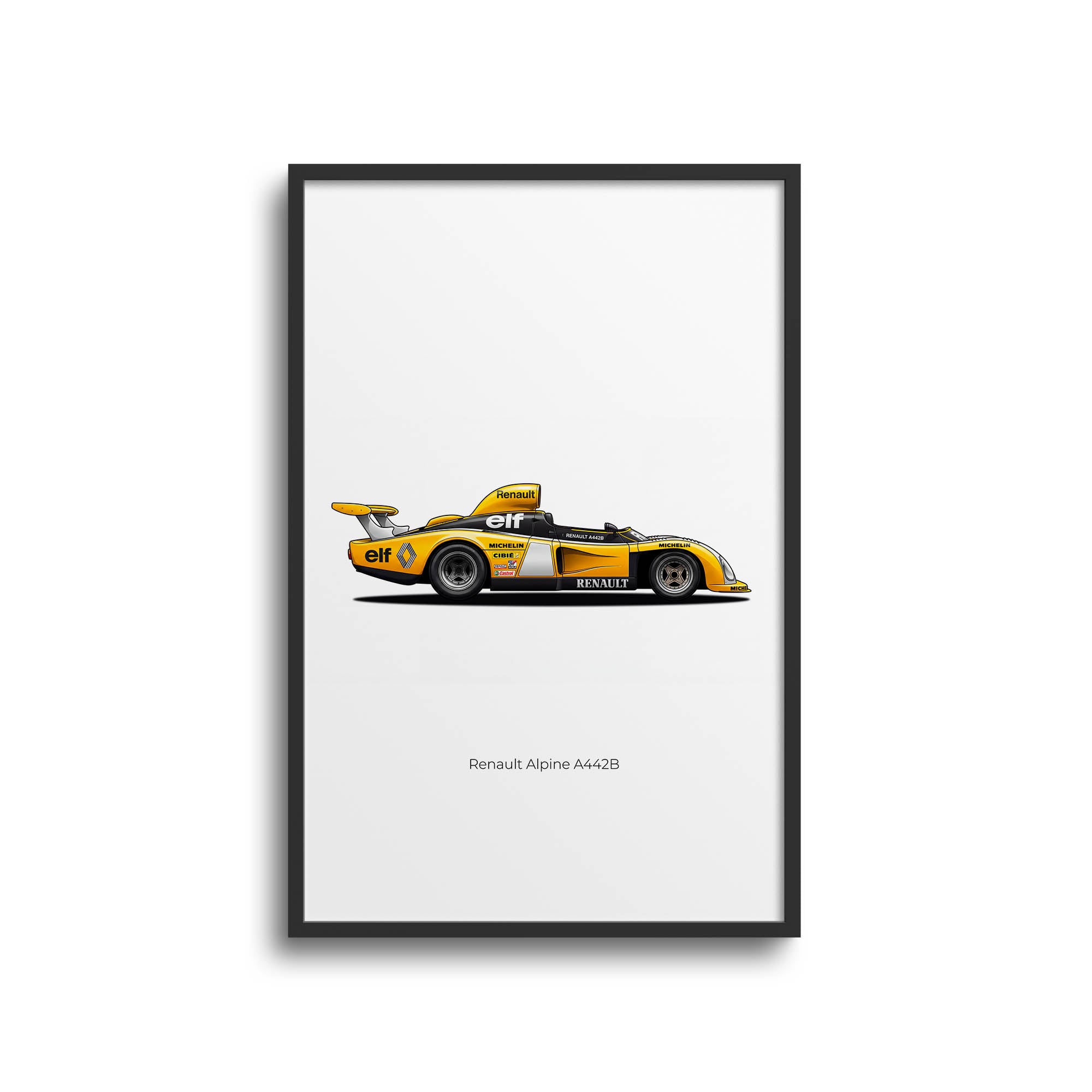 Renault Alpine Poster – 1978 Alpine A442B Vintage Race Art Print | Yellow Black Livery