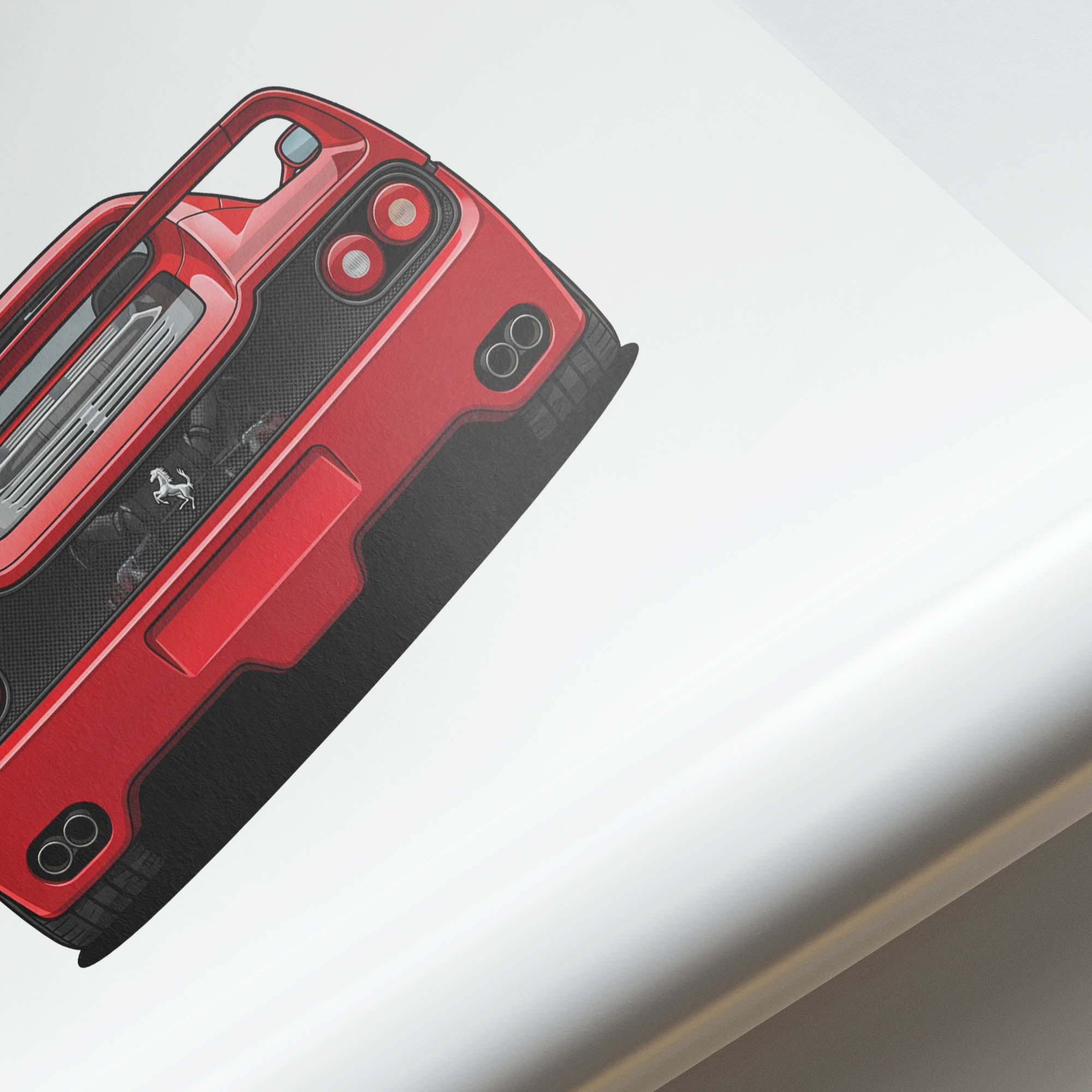 Ferrari F50 Poster – 1995 Rosso Corsa Red Sports Car Wall Decor Print