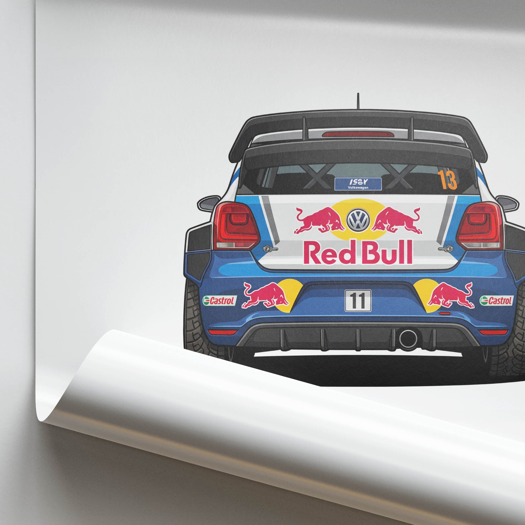 Volkswagen Polo Poster - 2013 Red Bull Rally Car Wall Art | Motorsport Decor