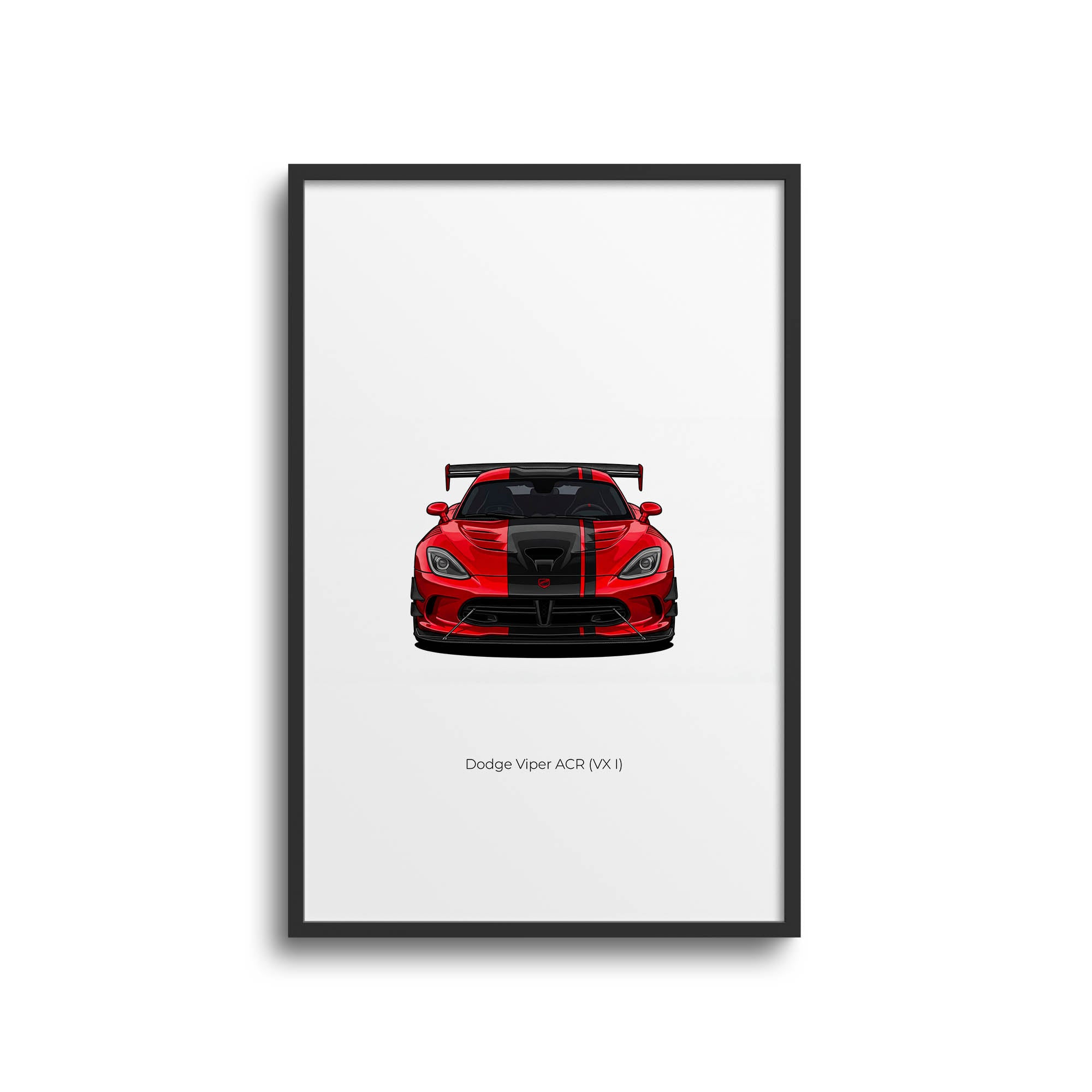 Dodge Viper Poster - 2015 Viper ACR Artwork | Red Car Poster With Black Stripe Design