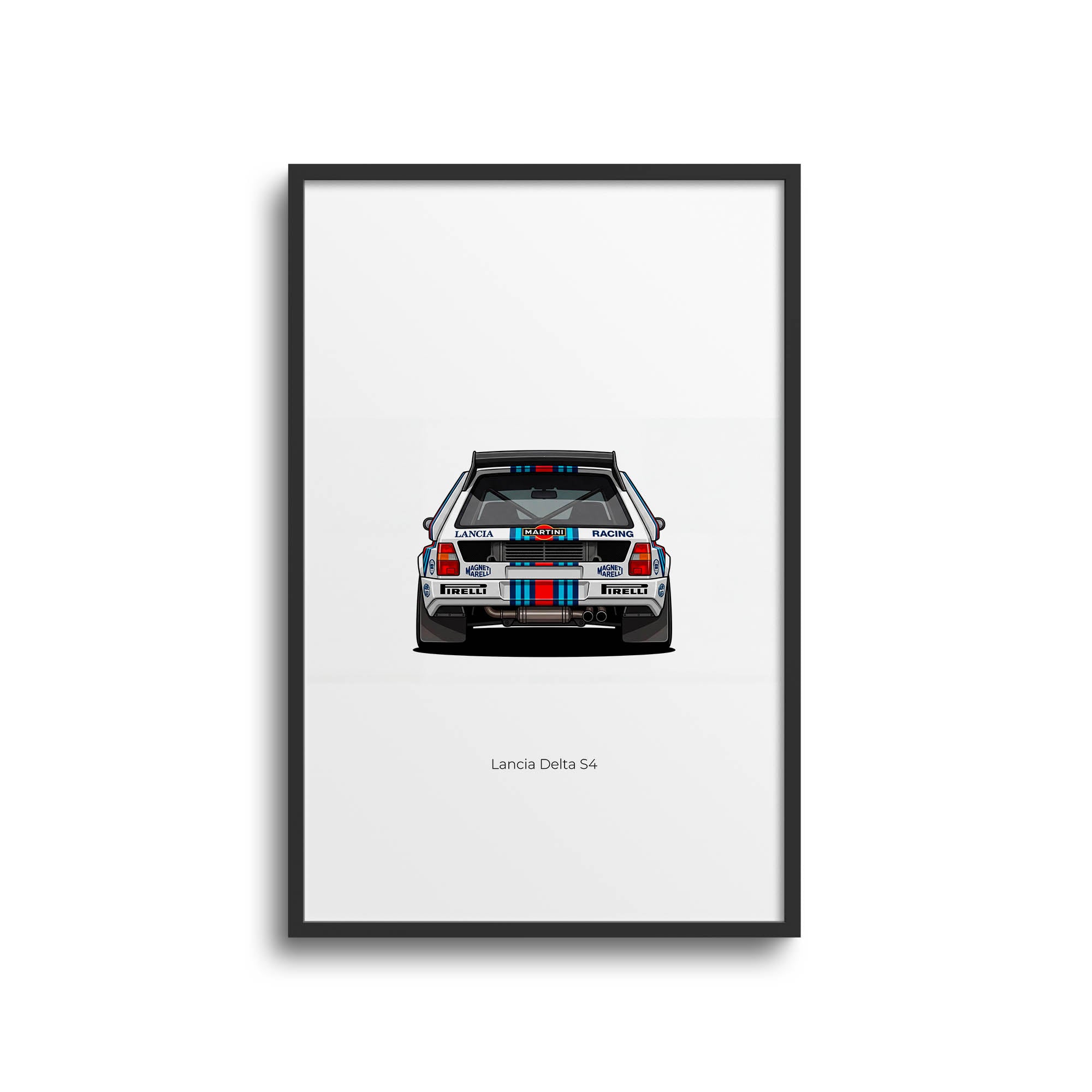 Lancia Delta S4 Poster - 1986 Martini Racing Rally Car Back View Print