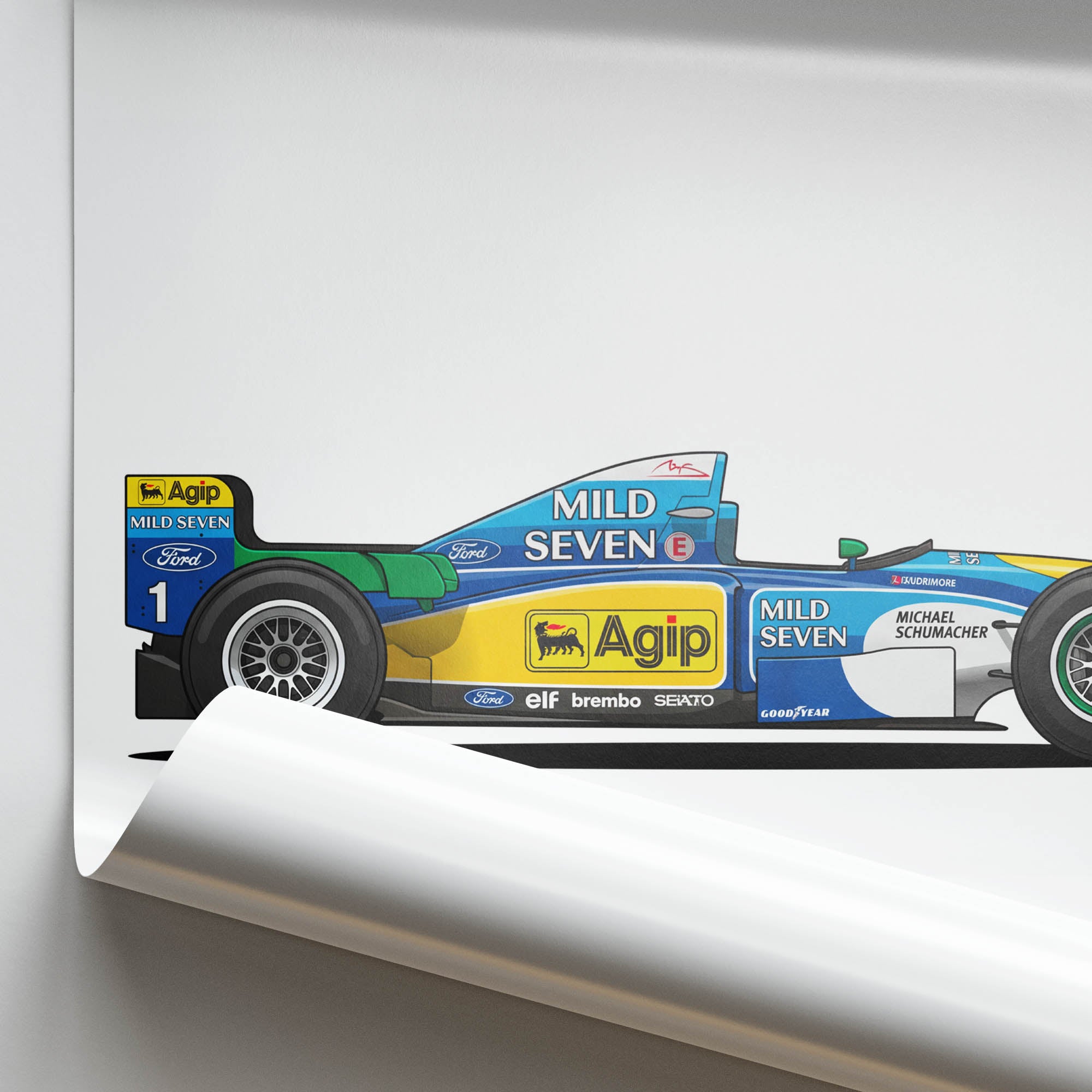 1995 Benetton B195 Michael Schumacher – Car Print (Side)