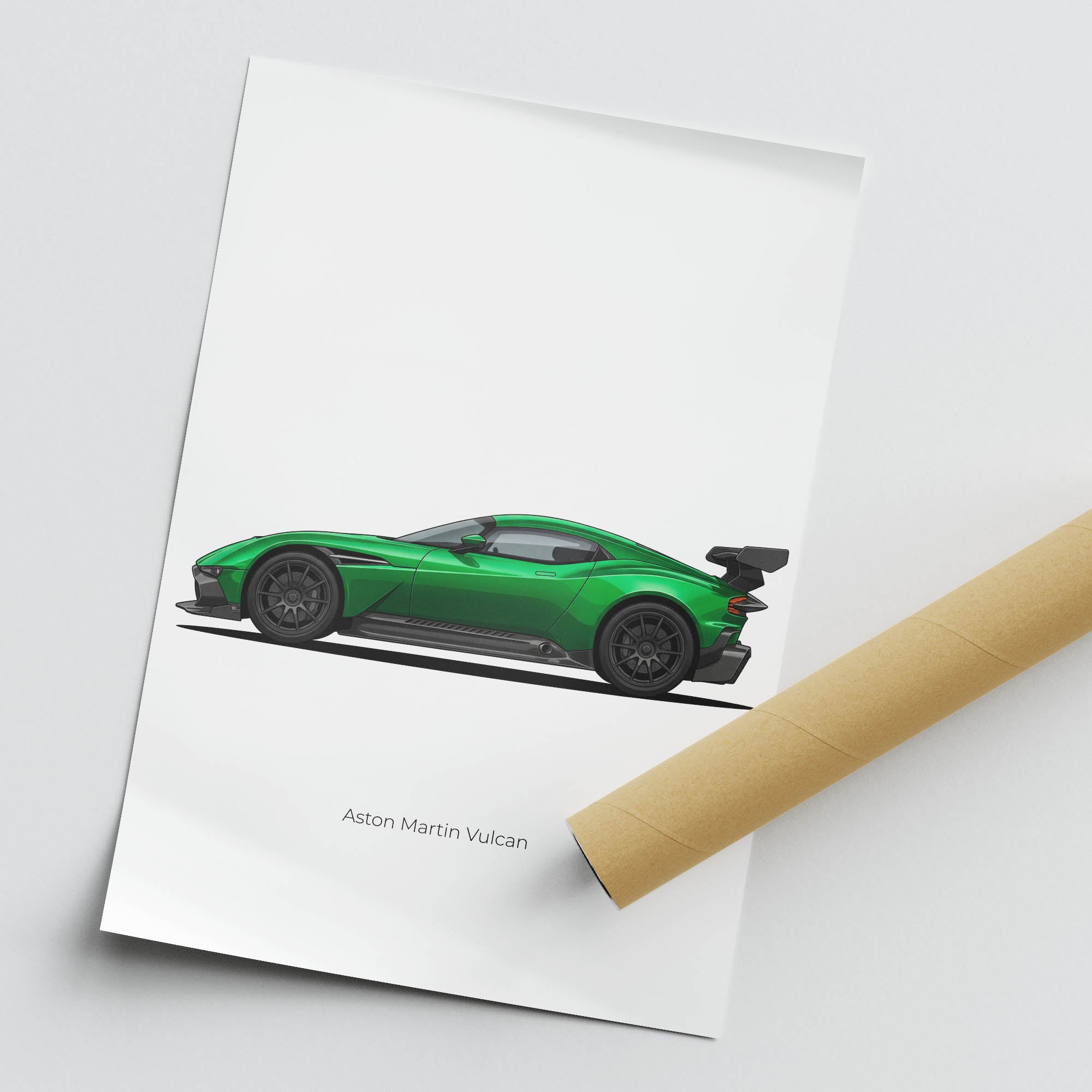 Aston Martin Vulcan Poster – 2015 Green Sports Car Limited Edition Print