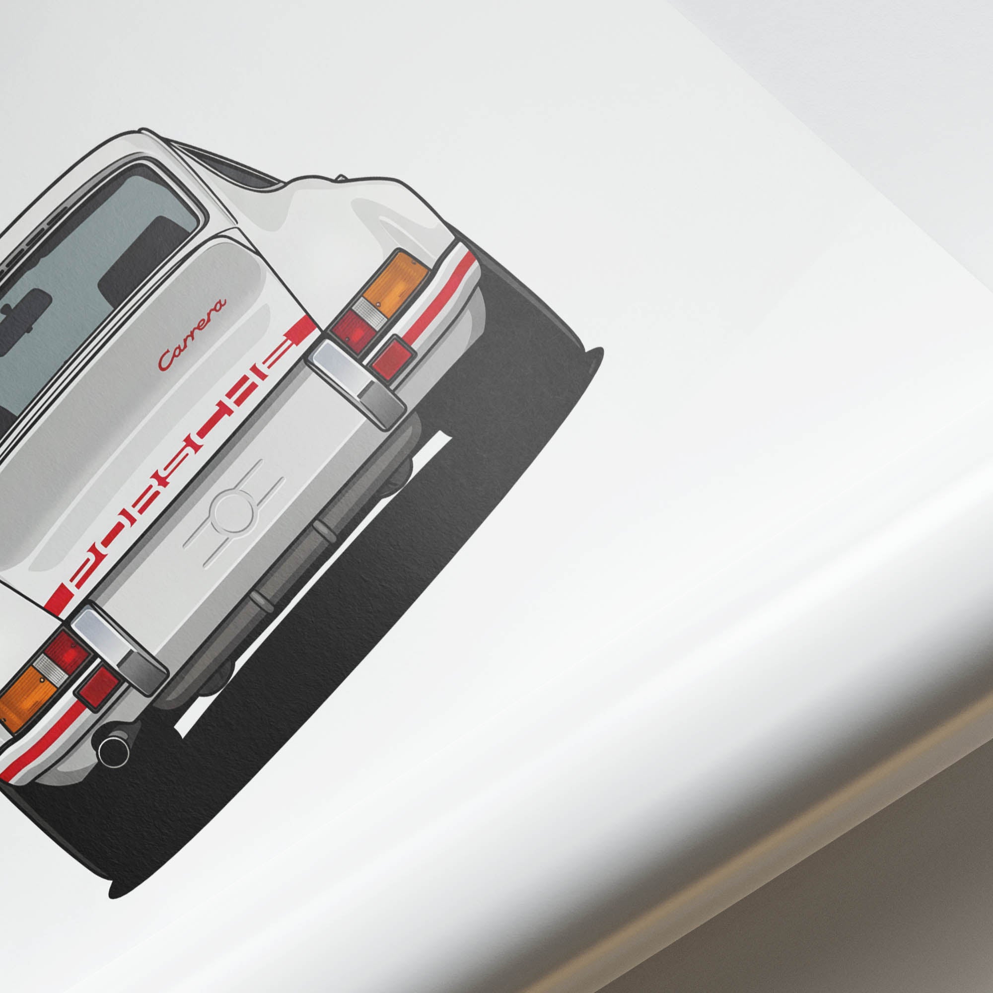 1973 Porsche 911 Carrera Rs 2 7 Grand Prix White With Red Carrera Script Back View Poster