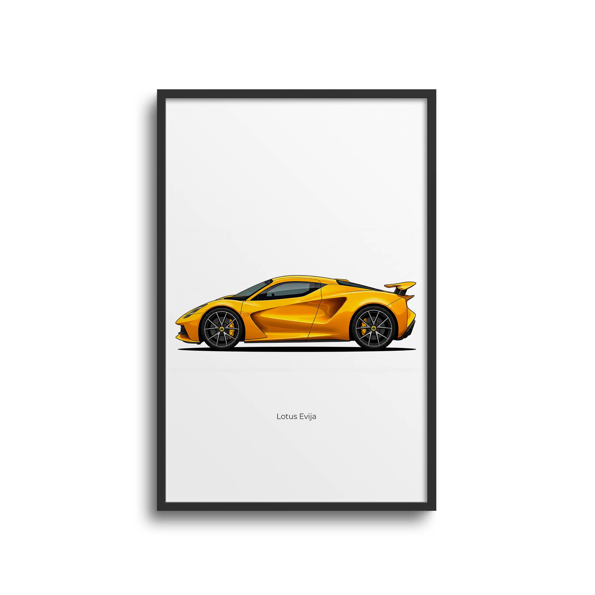 Lotus Evija Poster - 2021 Solar Yellow Hypercar Side View Print