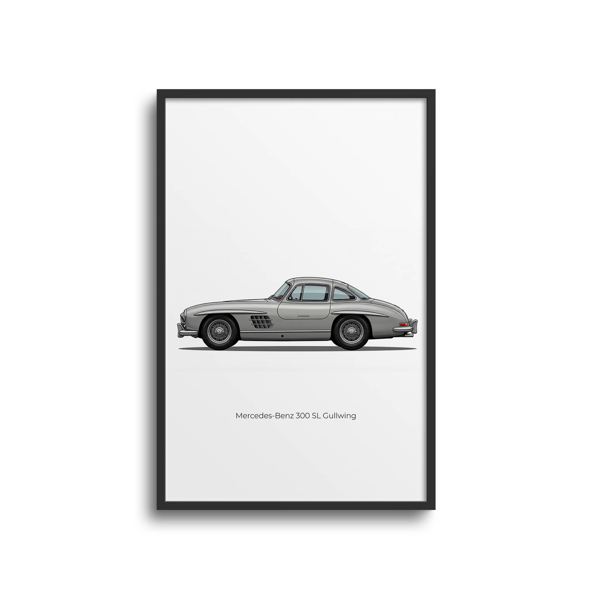 1954 Mercedes Benz 300 Sl Gullwing Silver Grey Metallic Side View Poster