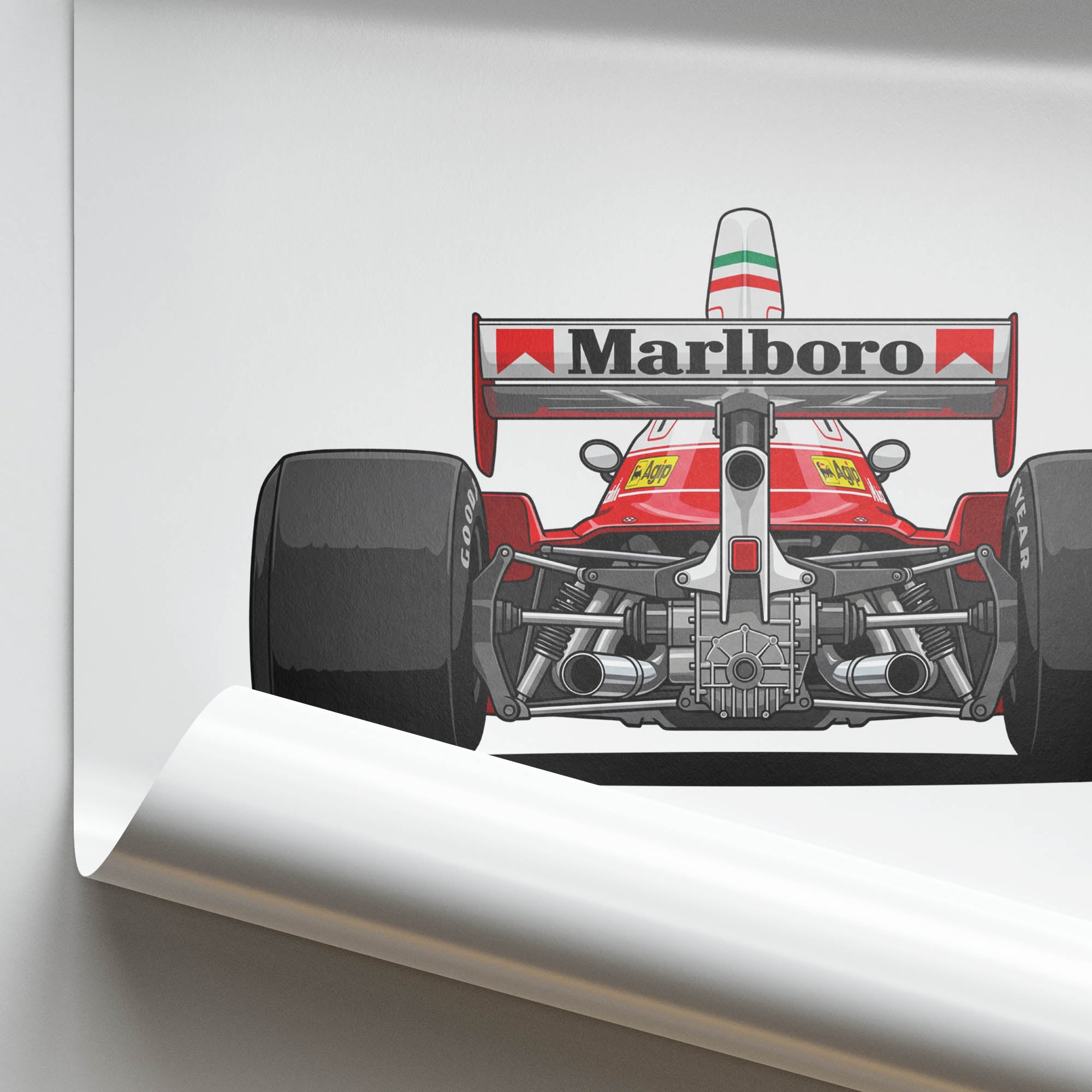 Ferrari 312T Poster – 1975 Niki Lauda Rosso Corsa Classic Racing Print