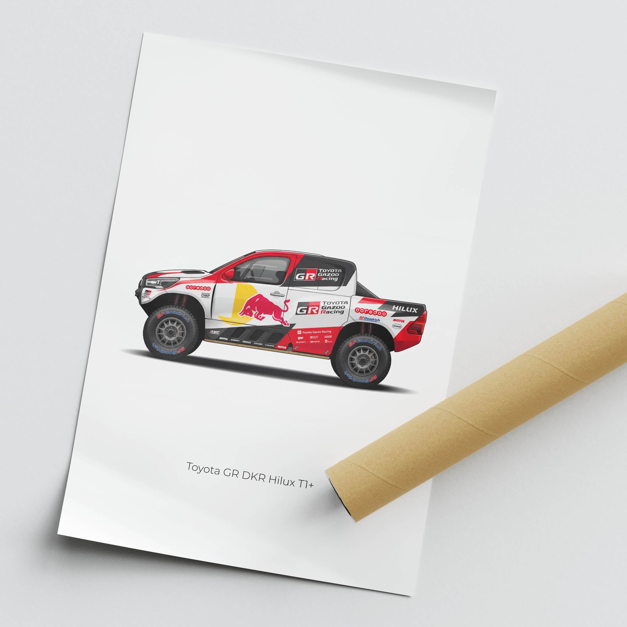 Toyota Hilux Poster – 2022 Dakar Rally Art Featuring Nasser Al Attiyah Racing Livery
