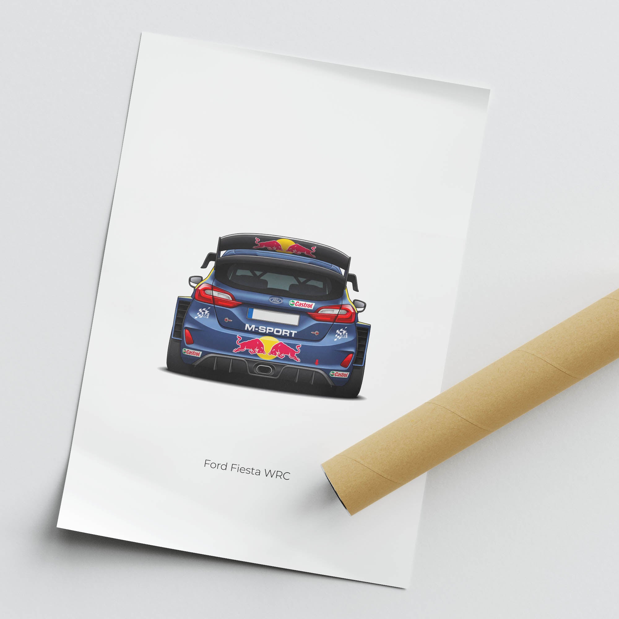 Ford Fiesta Poster - 2017 M Sport Red Bull Matte Blue Livery Rally Print
