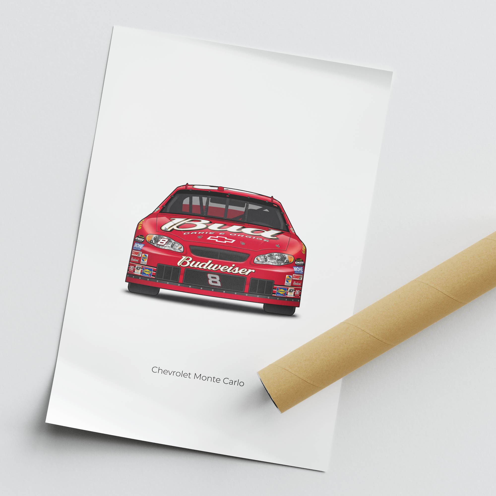 Dale Earnhardt Jr Poster – 2004 Chevrolet Monte Carlo Red Livery NASCAR Art Print