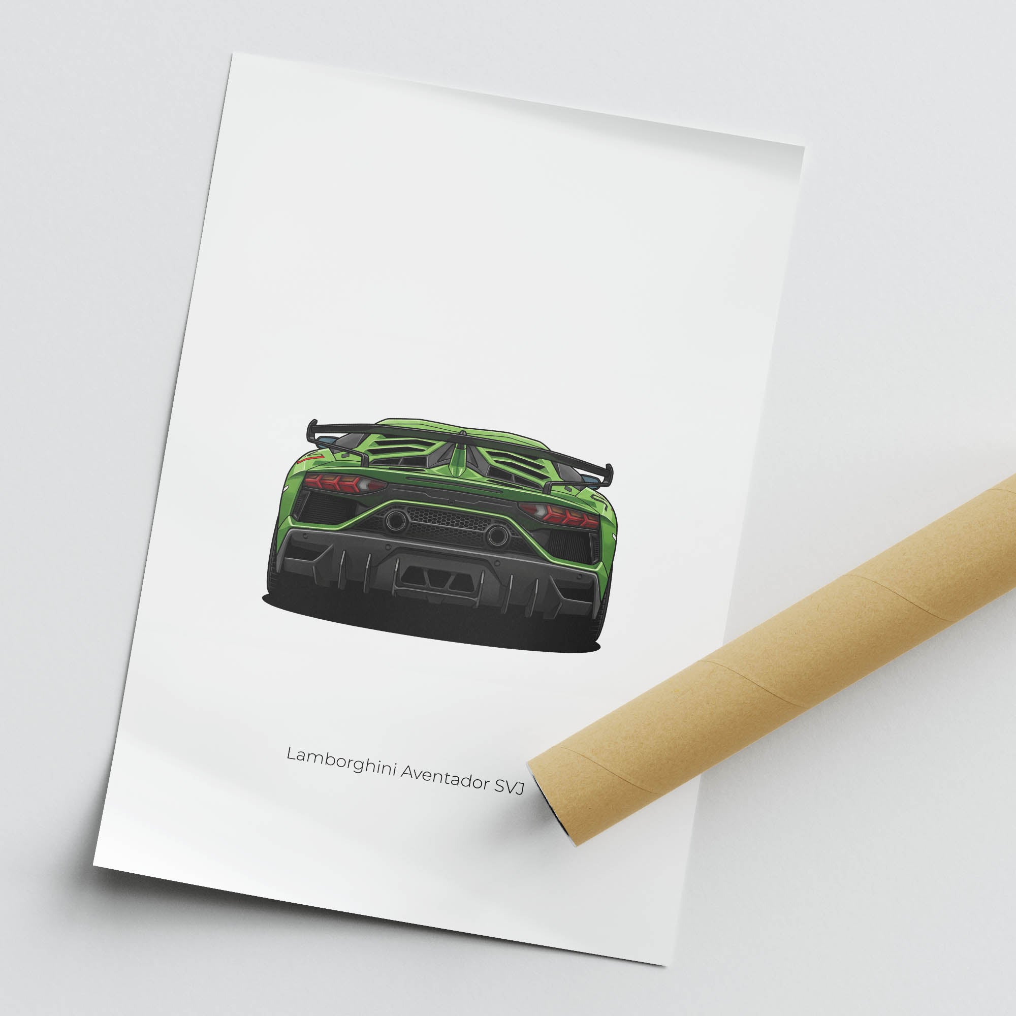 Lamborghini Aventador Poster – 2018 SVJ Verde Alceo Supercar Back View Print