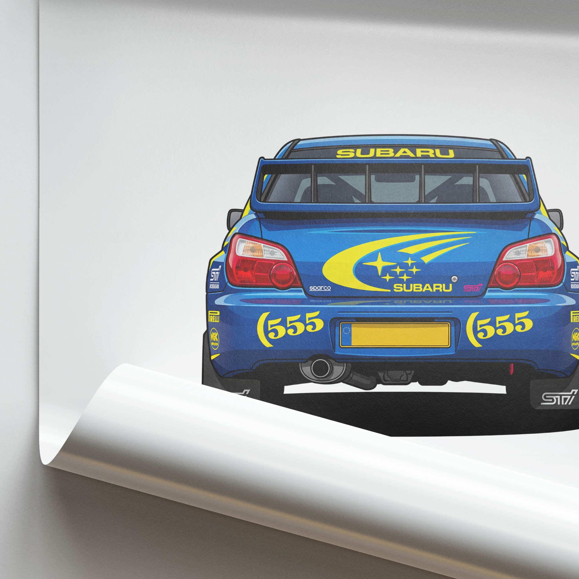 Subaru Impreza Poster – 2003 Rally Car Print With Blue Yellow Livery