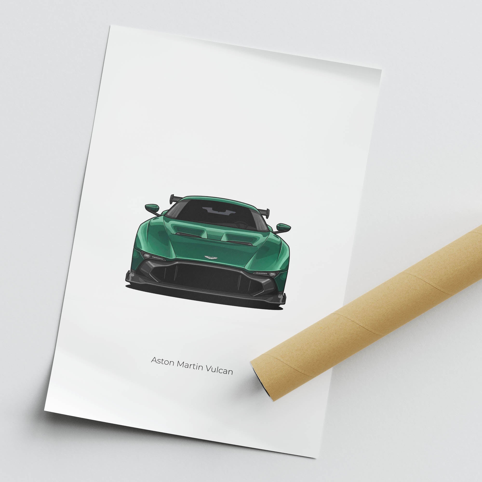 Aston Martin Vulcan Poster - 2015 Green Car Wall Art Limited Edition Print