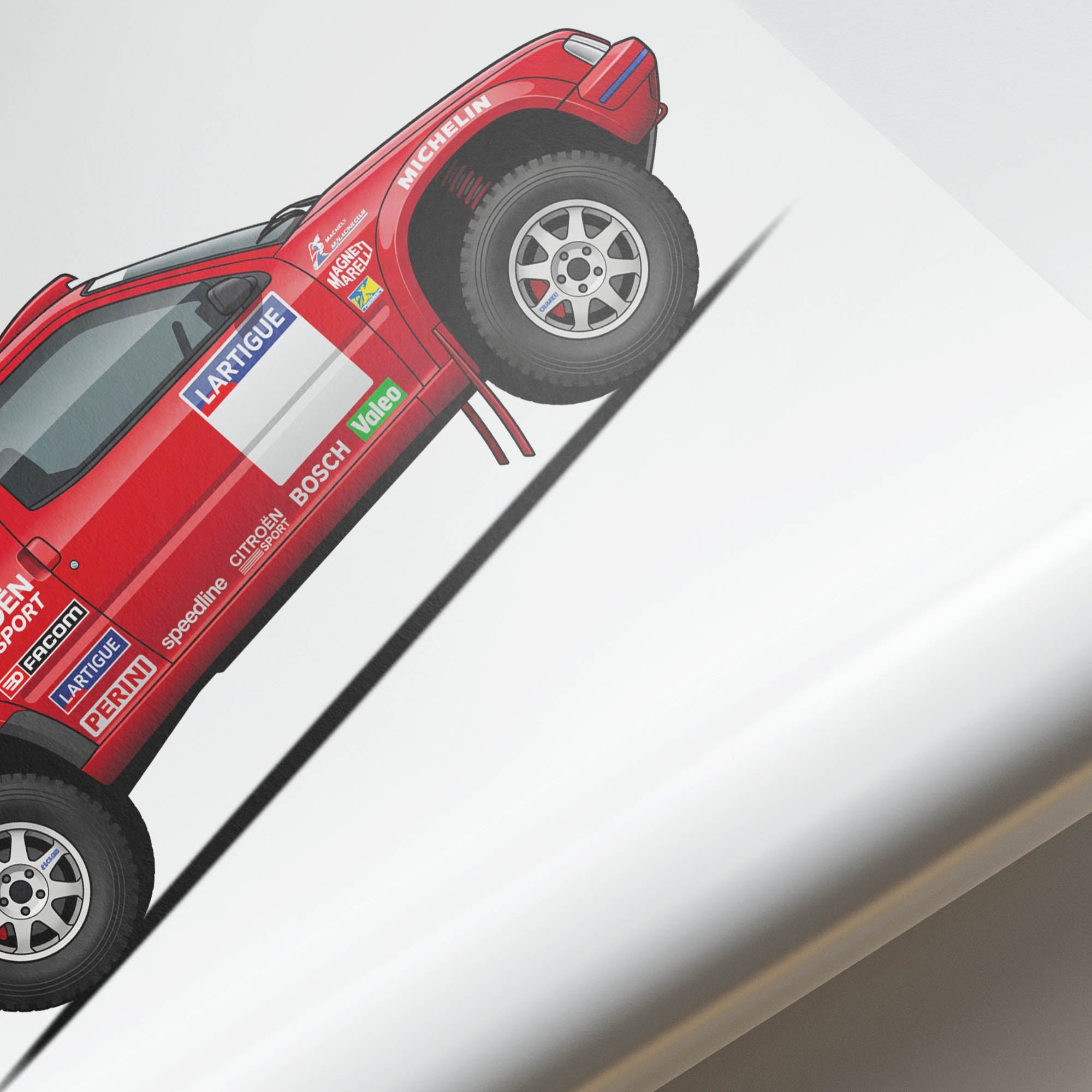 Citroen Zx Rallye Poster - 1992 Dakar Rally Red Livery Side View Print