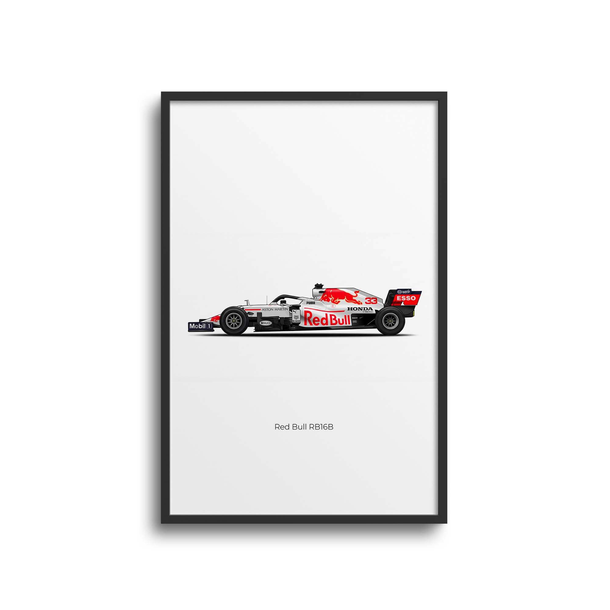 2021 Red Bull RB16B Max Verstappen White Honda – Car Print