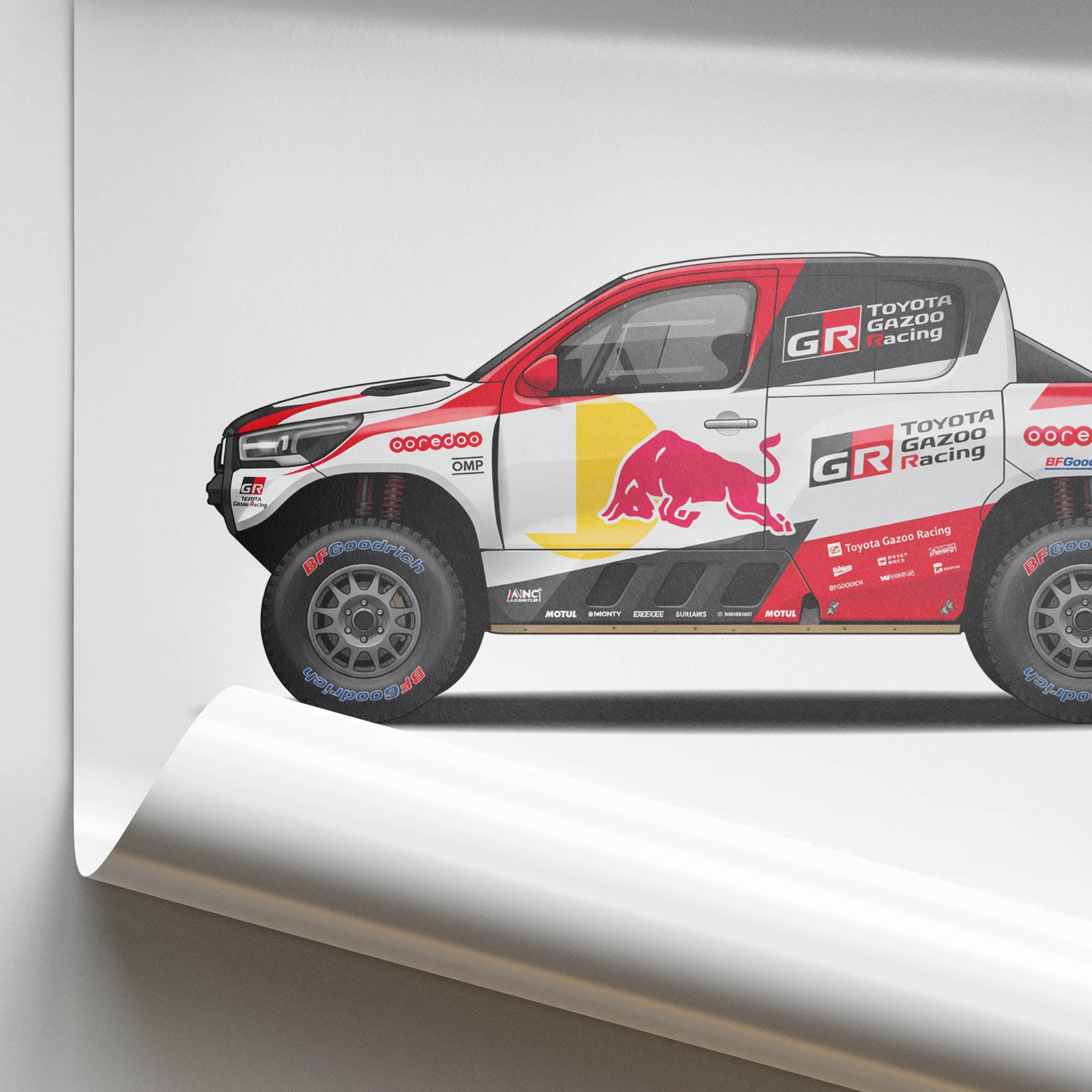 Toyota Hilux Poster – 2022 Dakar Rally Art Featuring Nasser Al Attiyah Racing Livery