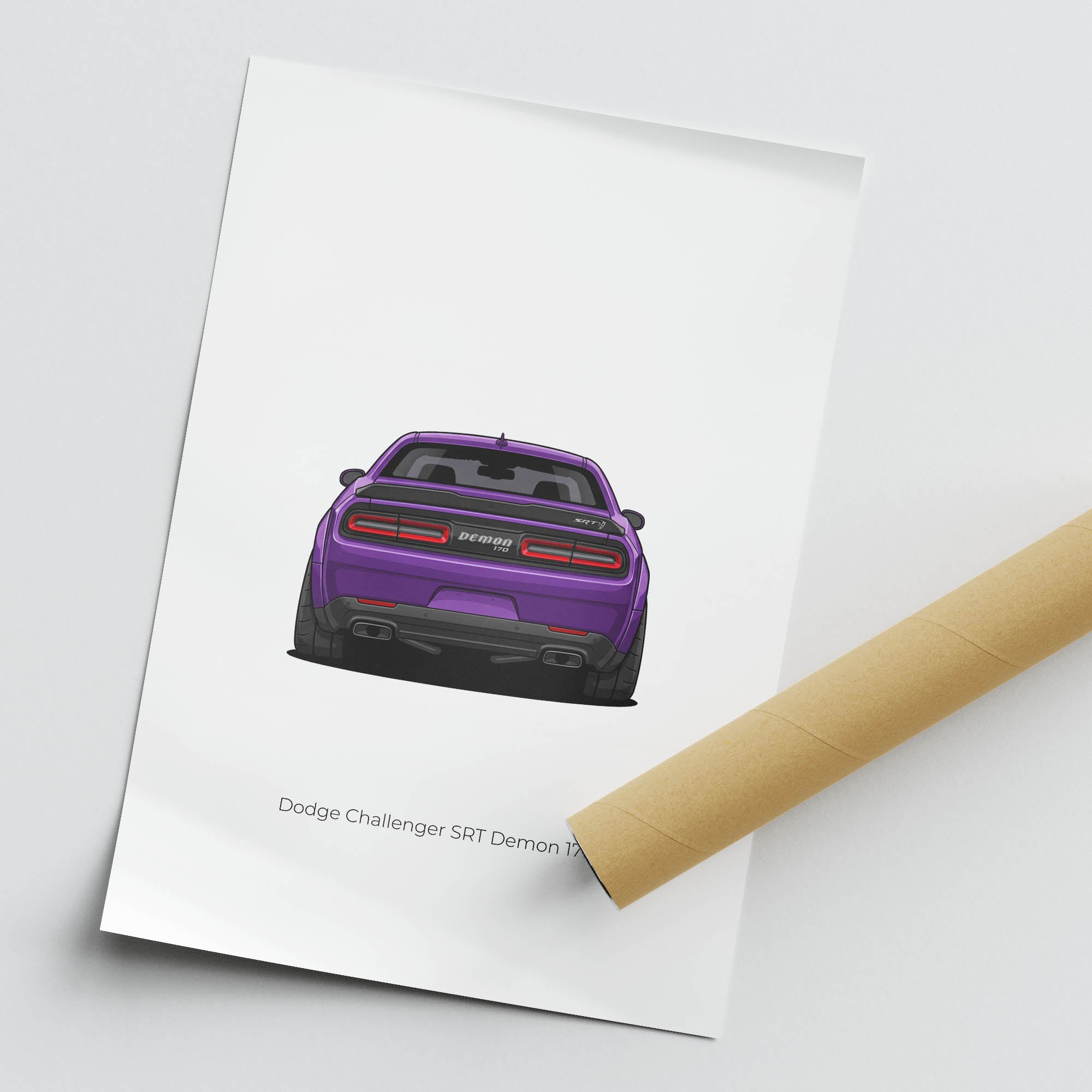 Dodge Challenger Poster - 2023 SRT Demon 170 Muscle Car Art in Plum Crazy Purple