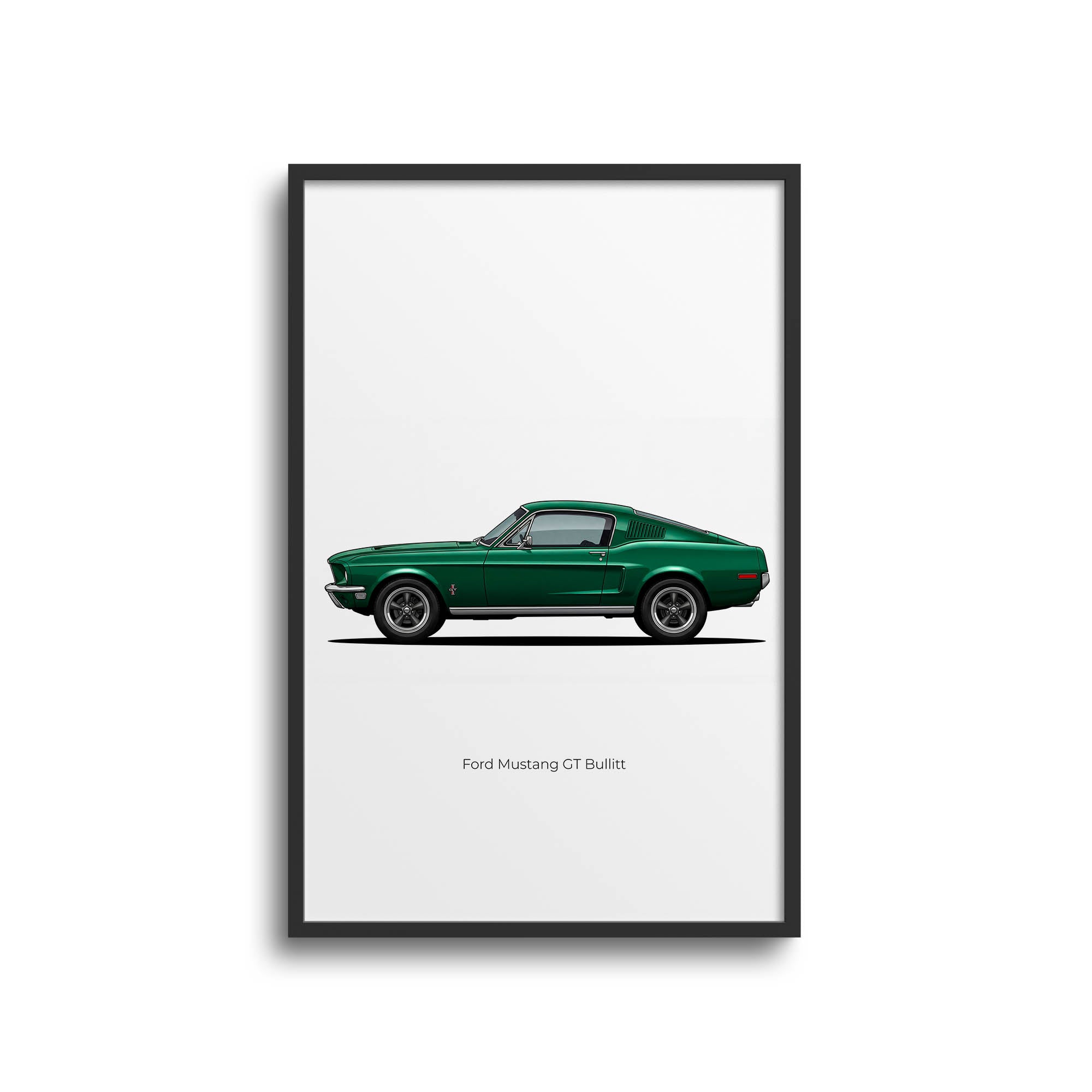 1968 Ford Mustang Gt Bullitt Highland Green Side View Poster