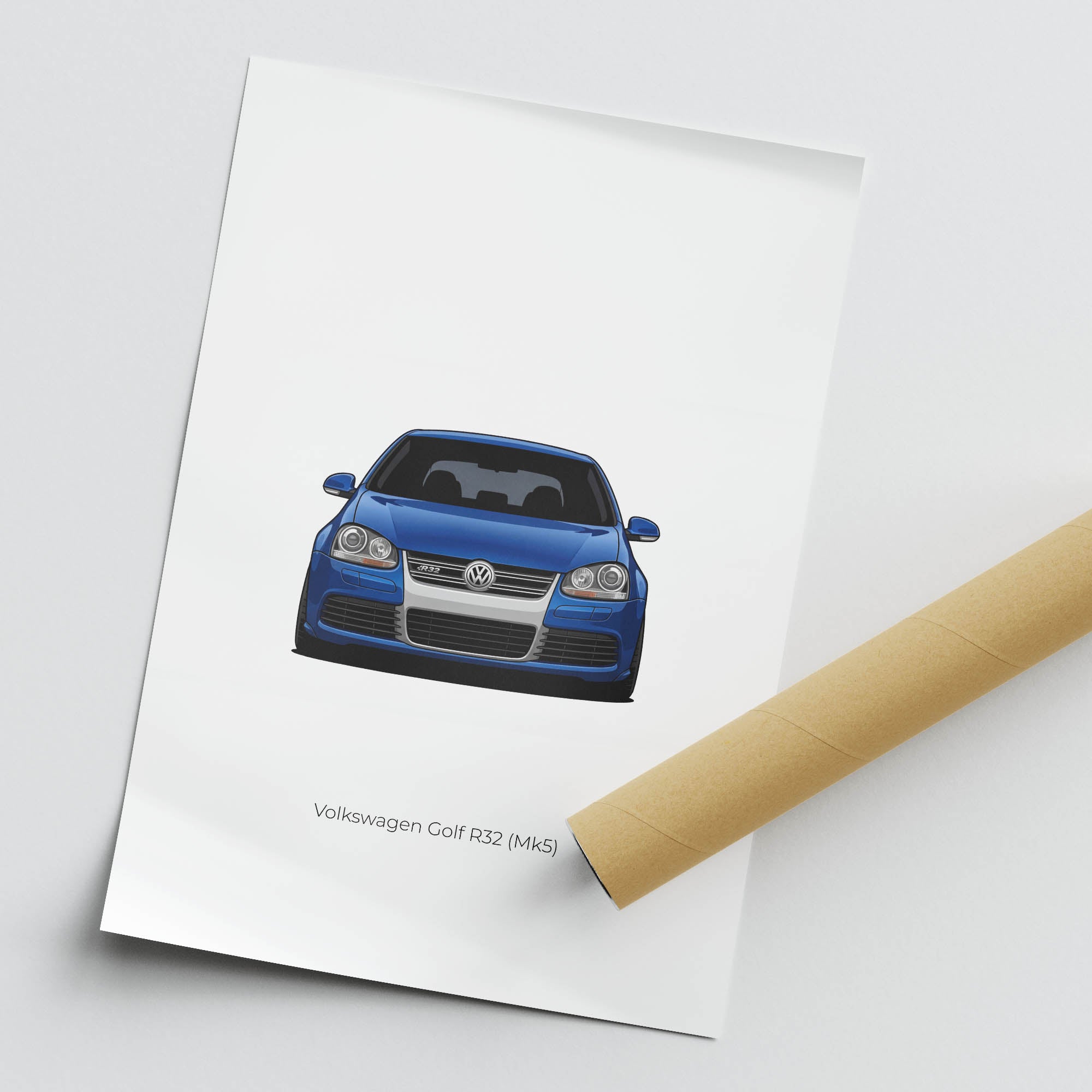 Volkswagen Golf R32 Poster – 2005 Mk5 Blue Pearl Car Wall Art Print