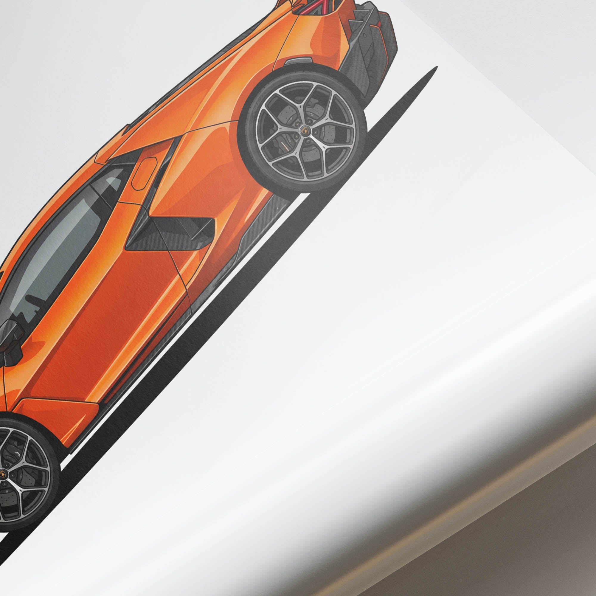 Lamborghini Revuelto Poster – 2024 Orange Side View Sports Car Print