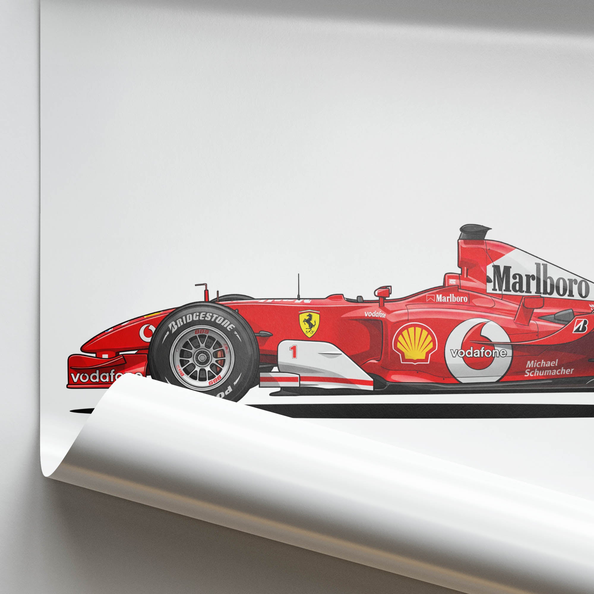 2002 Ferrari F2002 Michael Schumacher – Car Print (Side)