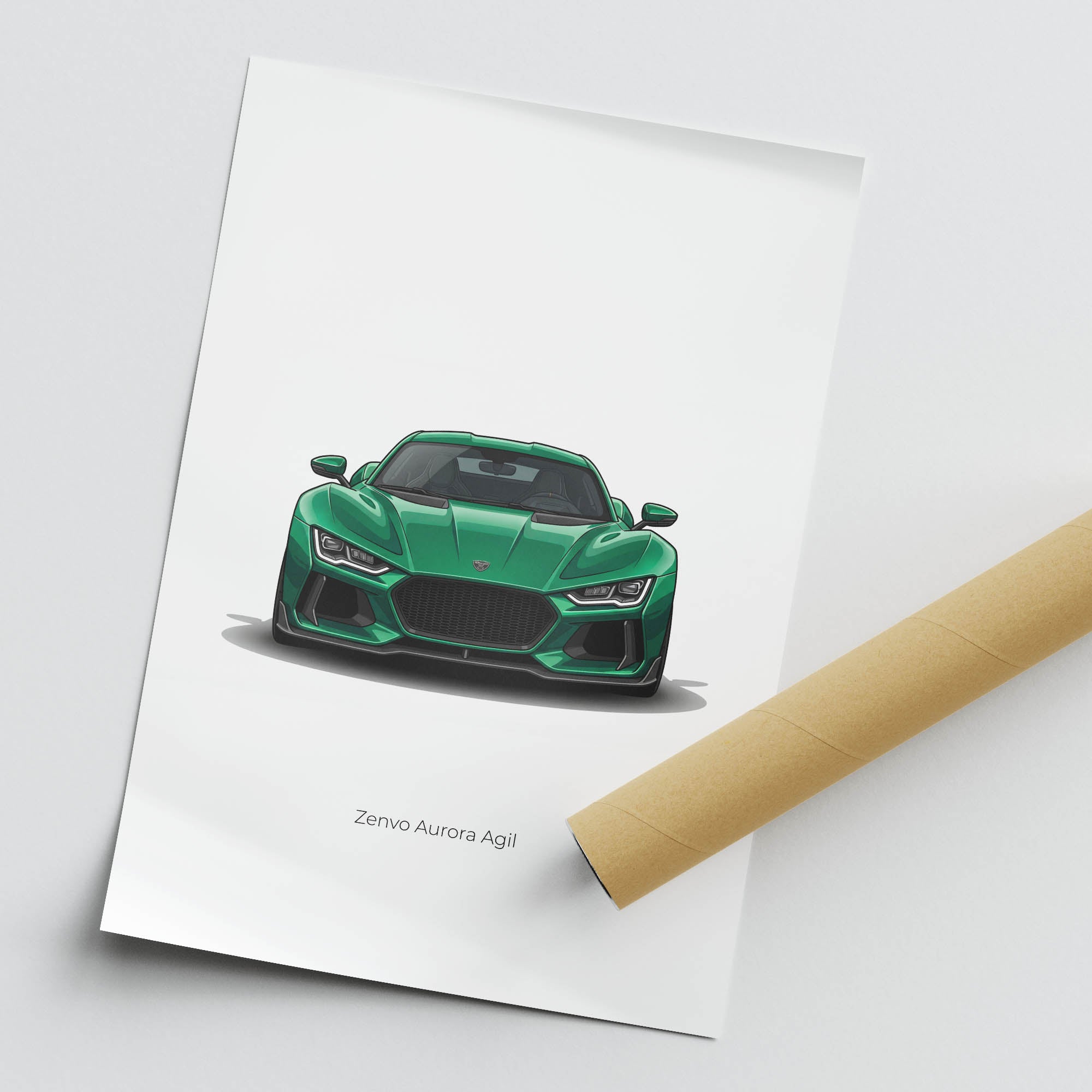 Zenvo Aurora Poster - 2024 Agil Green Front View Luxury Car Print