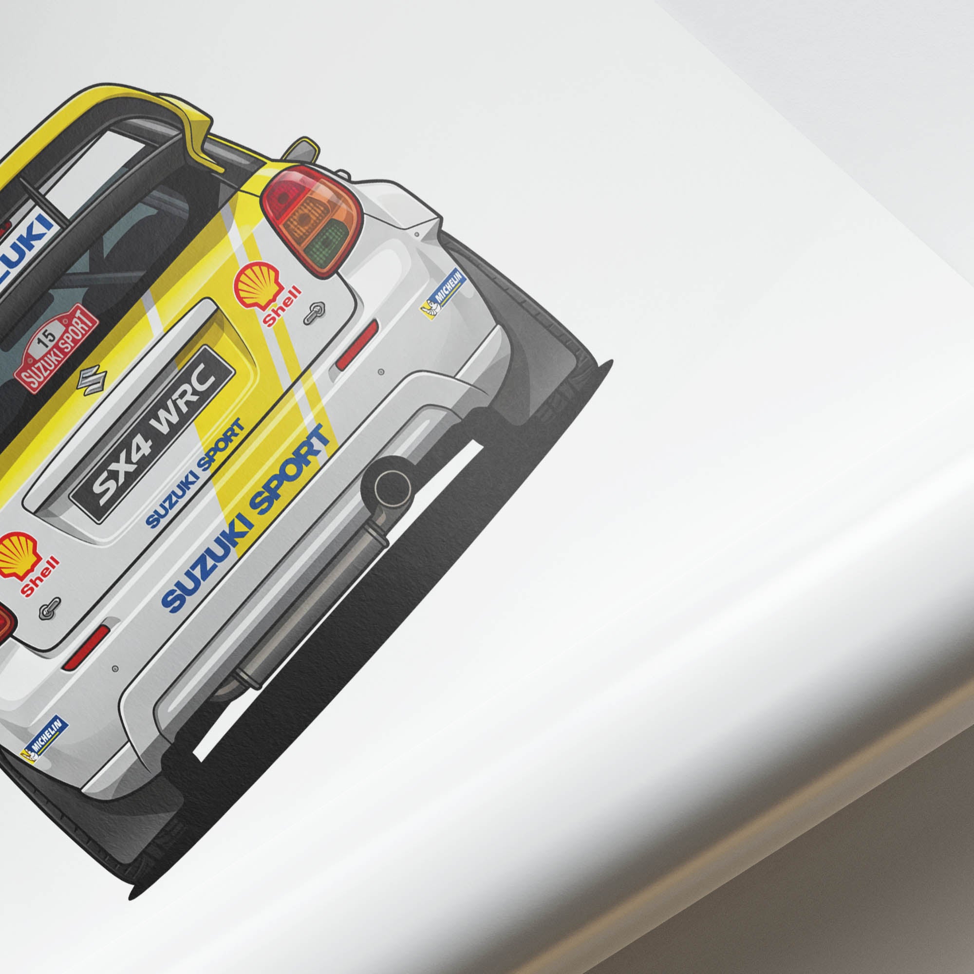 Suzuki Sx4 Poster - 2008 Suzuki Sport White Yellow Livery Racing Car Print