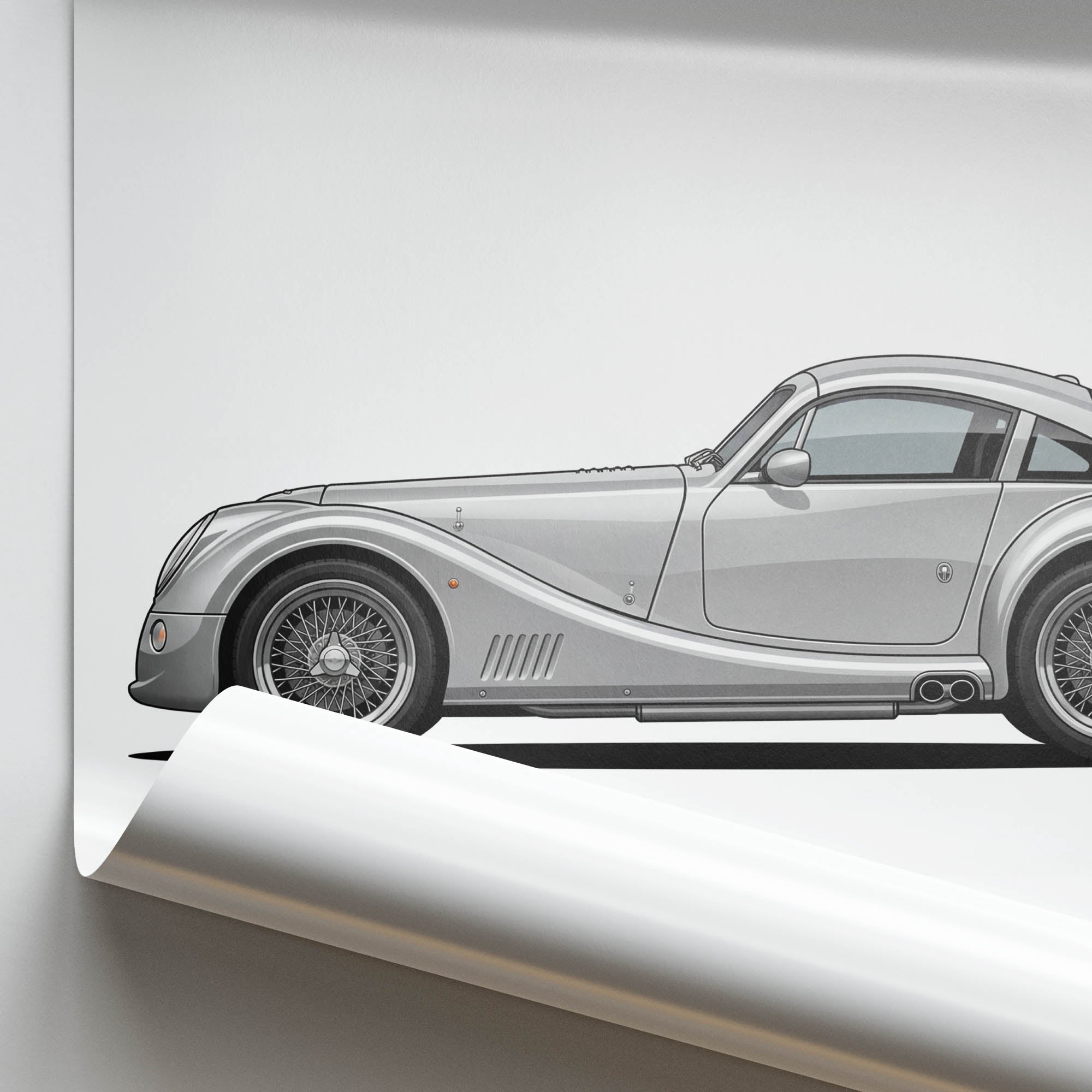 Morgan Aero Supersports Poster – 2010 Silver Side View Classic Car Print