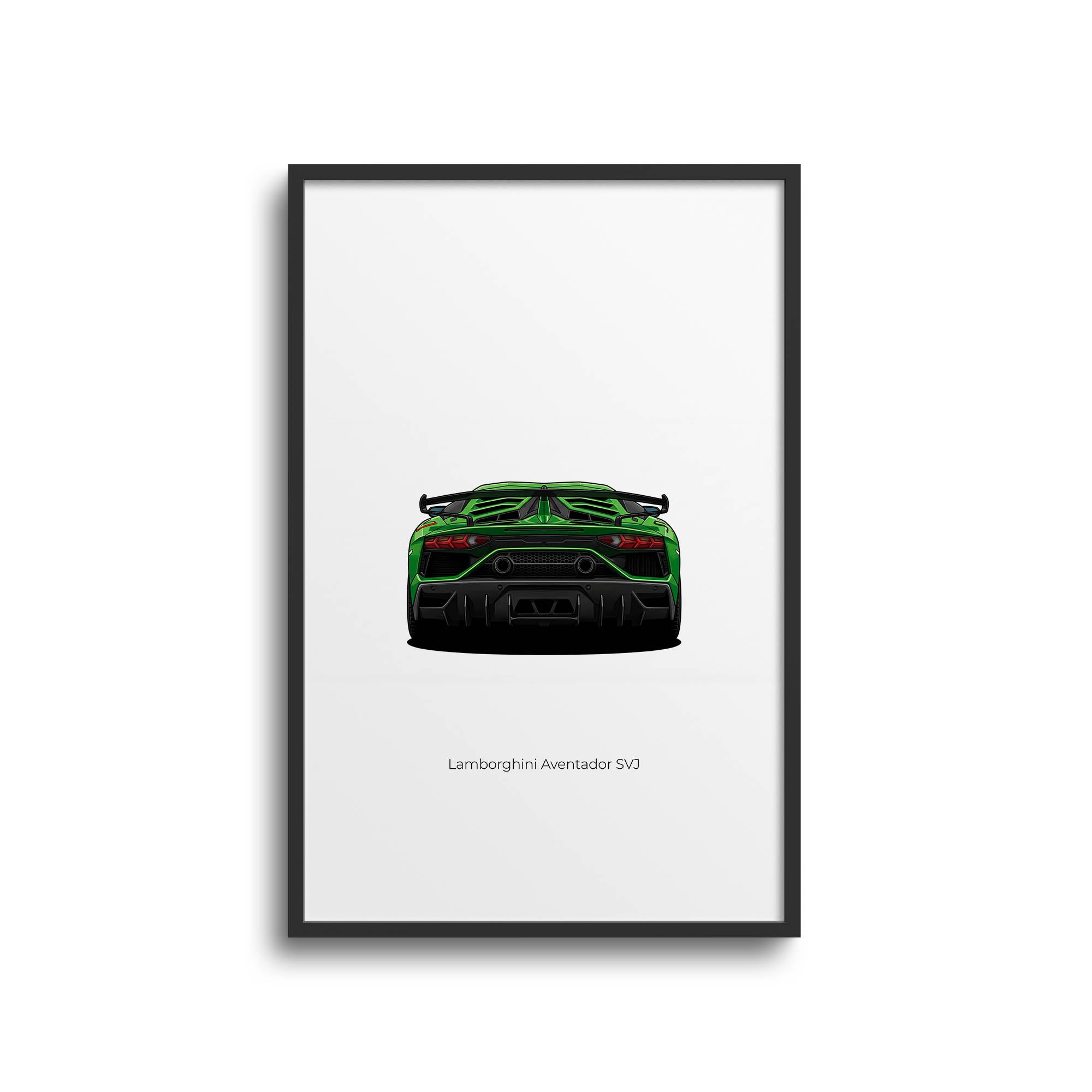 Lamborghini Aventador Poster – 2018 SVJ Verde Alceo Supercar Back View Print