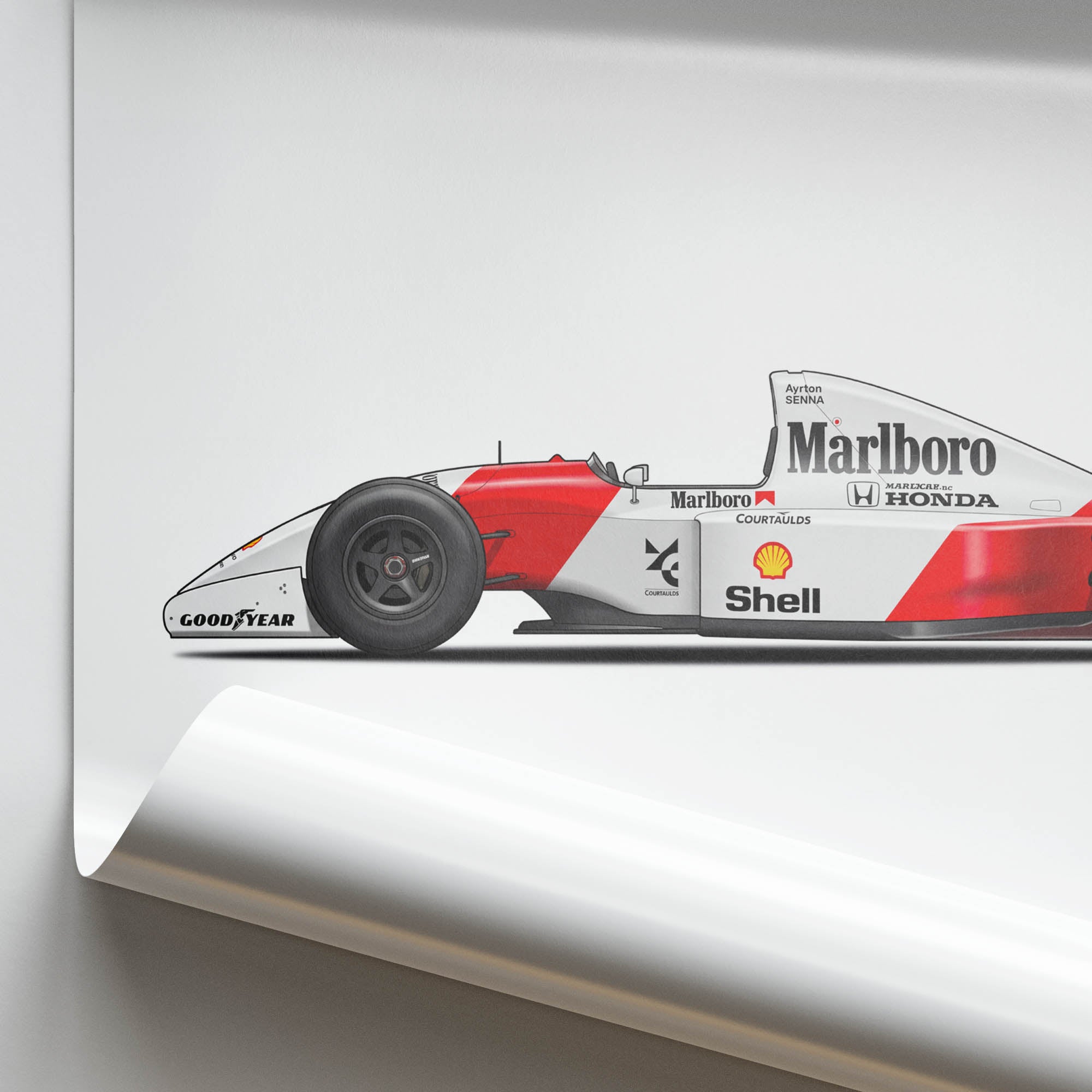 1993 McLaren MP4 8 Ayrton Senna – Car Print (Side)