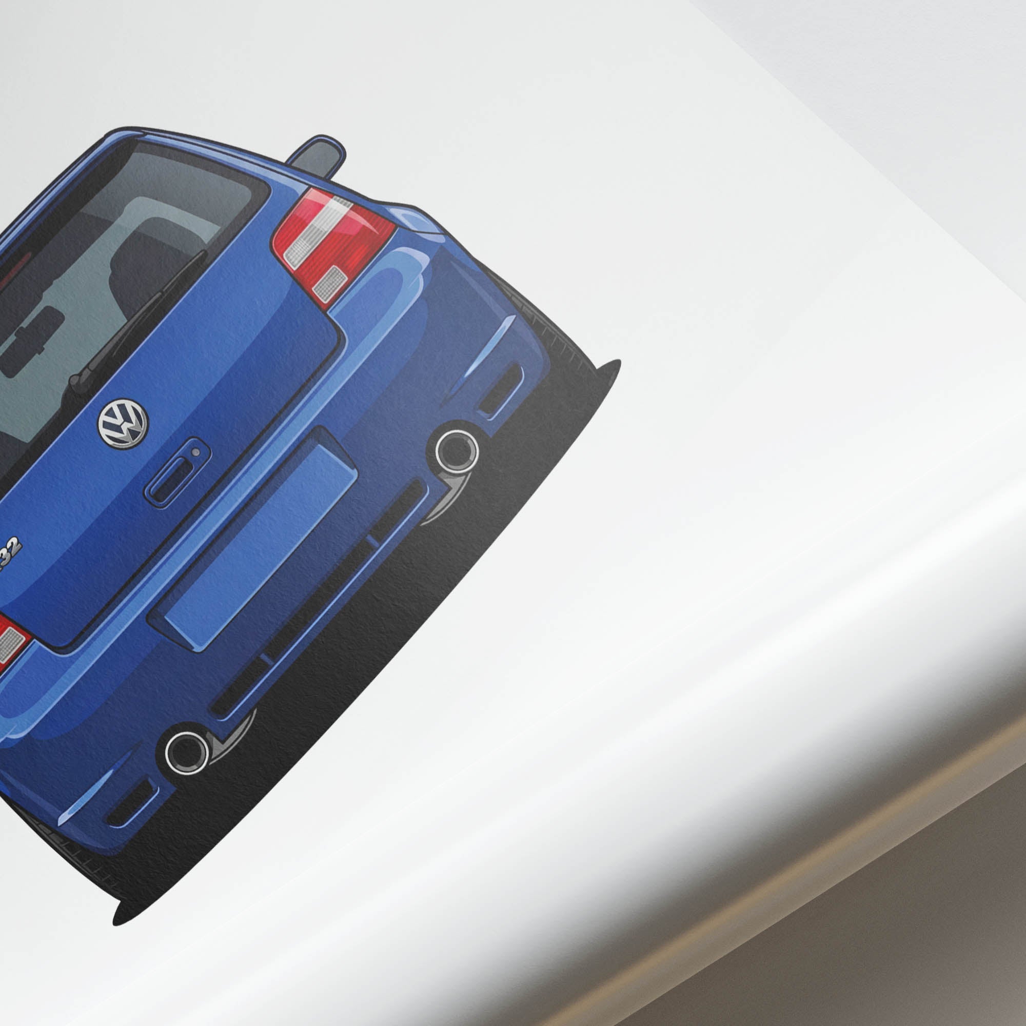 Volkswagen Golf R32 Poster – 2002 Mk4 Deep Blue Car Back View Print