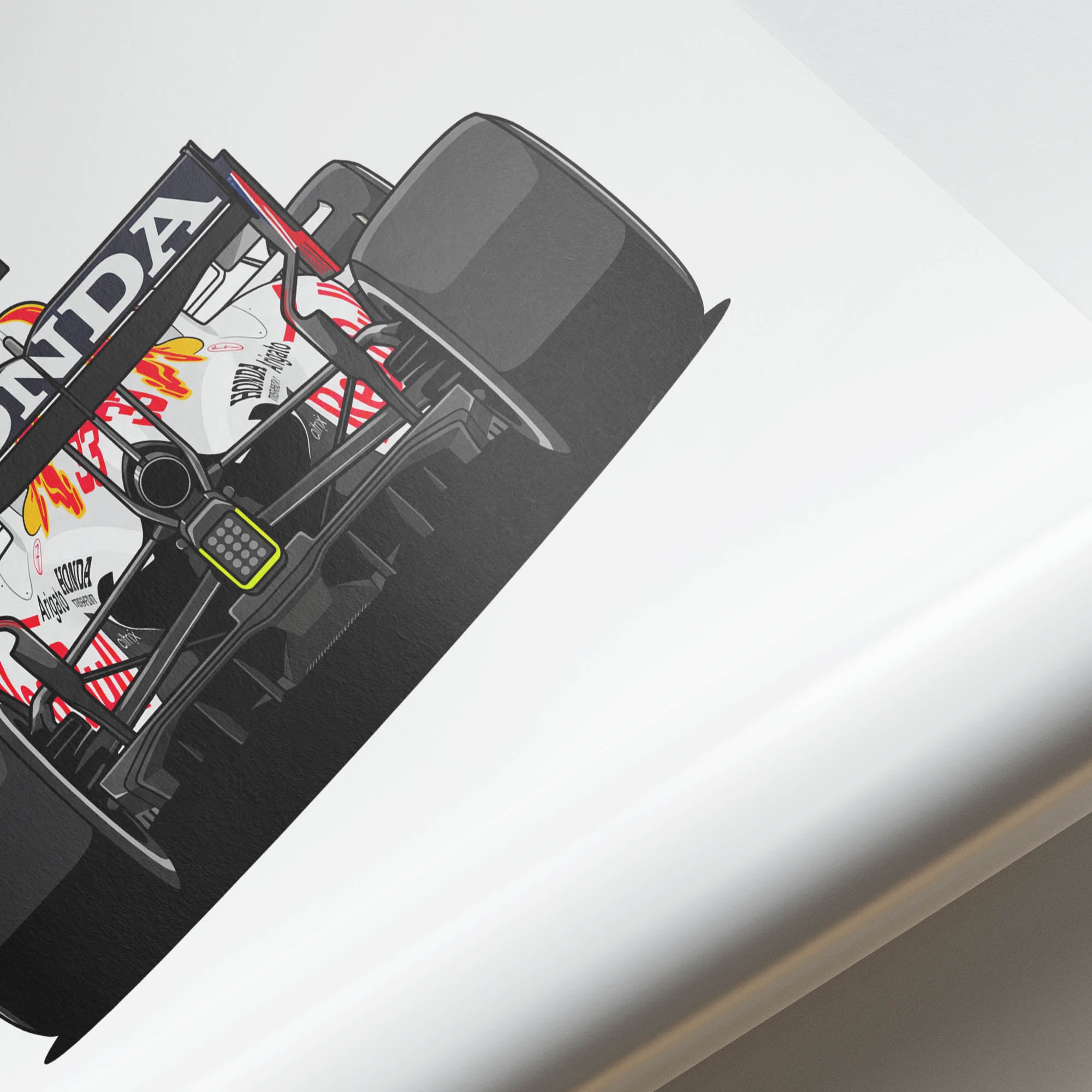 2021 Red Bull RB16B Max Verstappen White Honda – Car Print
