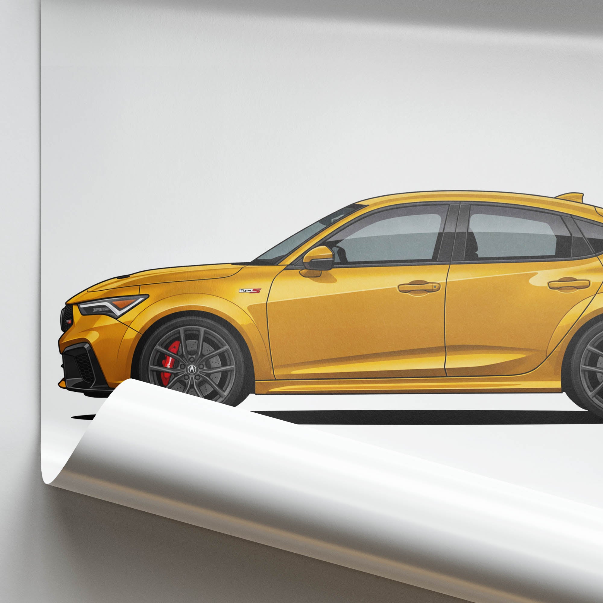 2024 Acura Integra Type S Tiger Eye Pearl Yellow Side View Poster