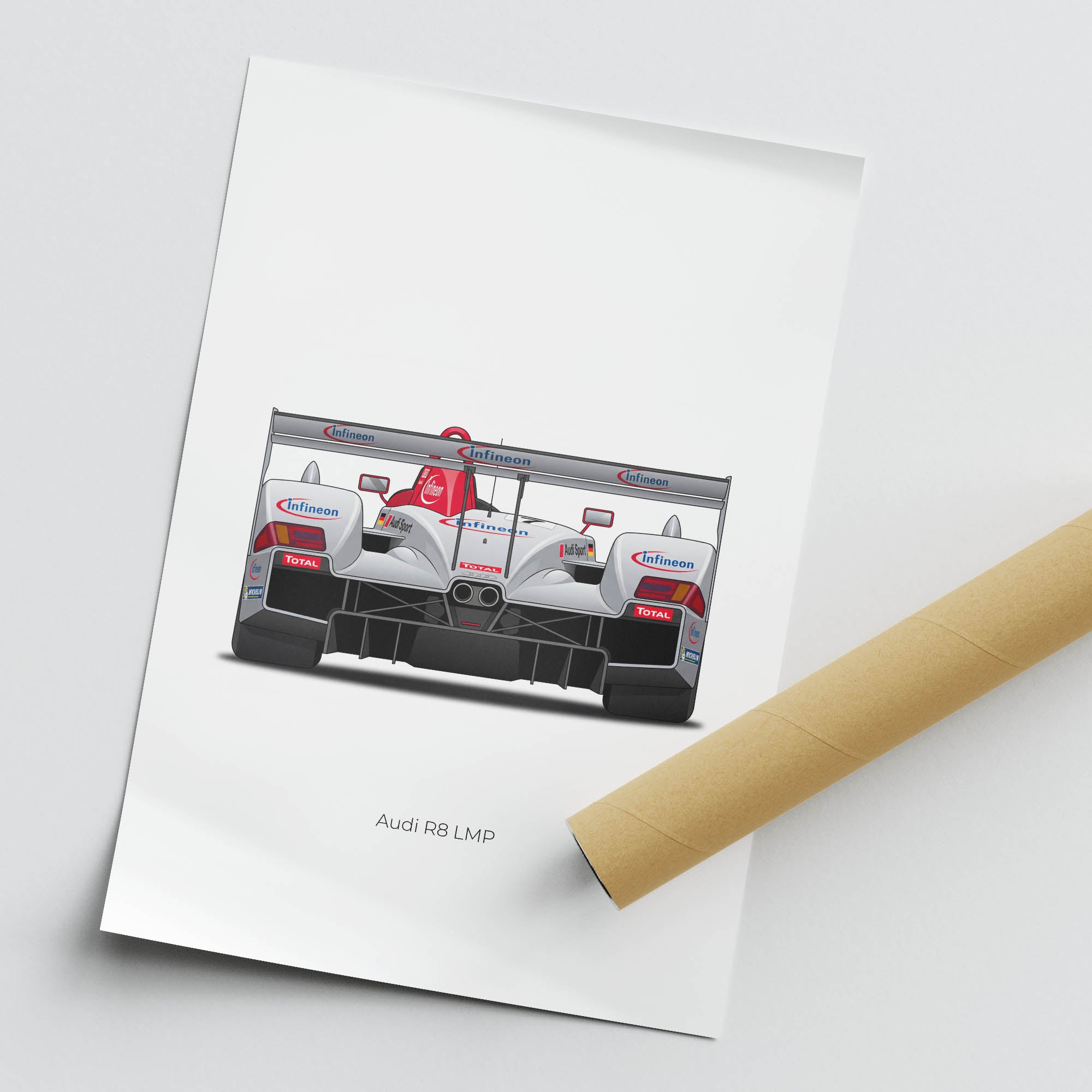 Audi R8 LMP Poster – 2000 Tom Kristensen Silver Livery Race Car Print