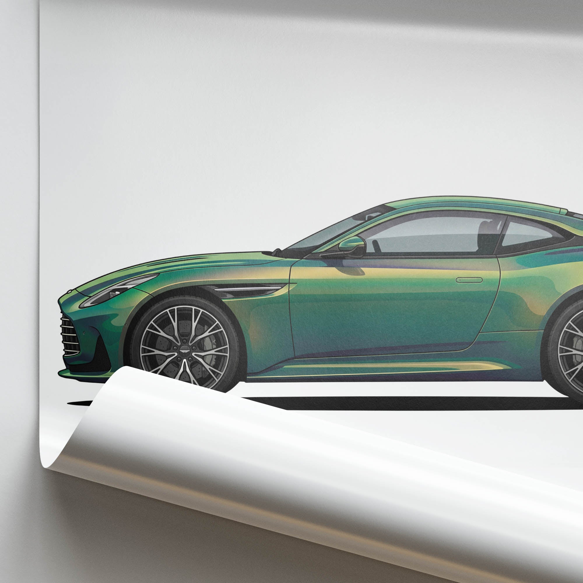 2024 Aston Martin DB12 Iridescent Emerald – Car Print (Side)