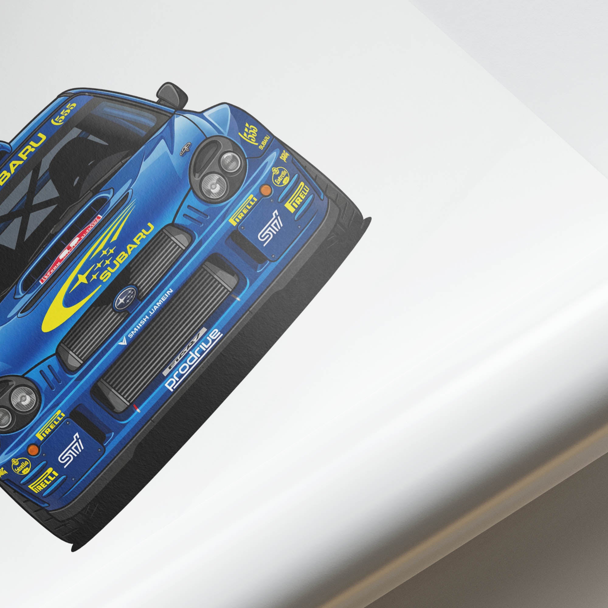 Subaru Impreza Poster – 2001 Richard Burns Rally Car Prints | Blue Yellow Livery