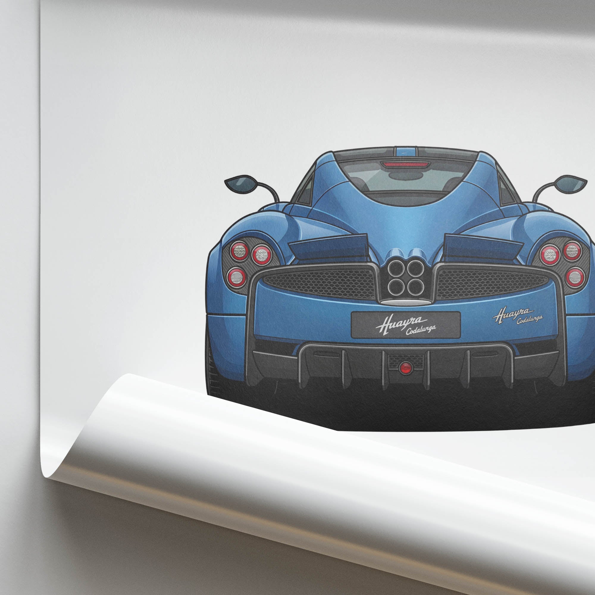 Pagani Huayra Codalunga Semi Matte Blue Car Poster - Limited Edition Print (Copy)