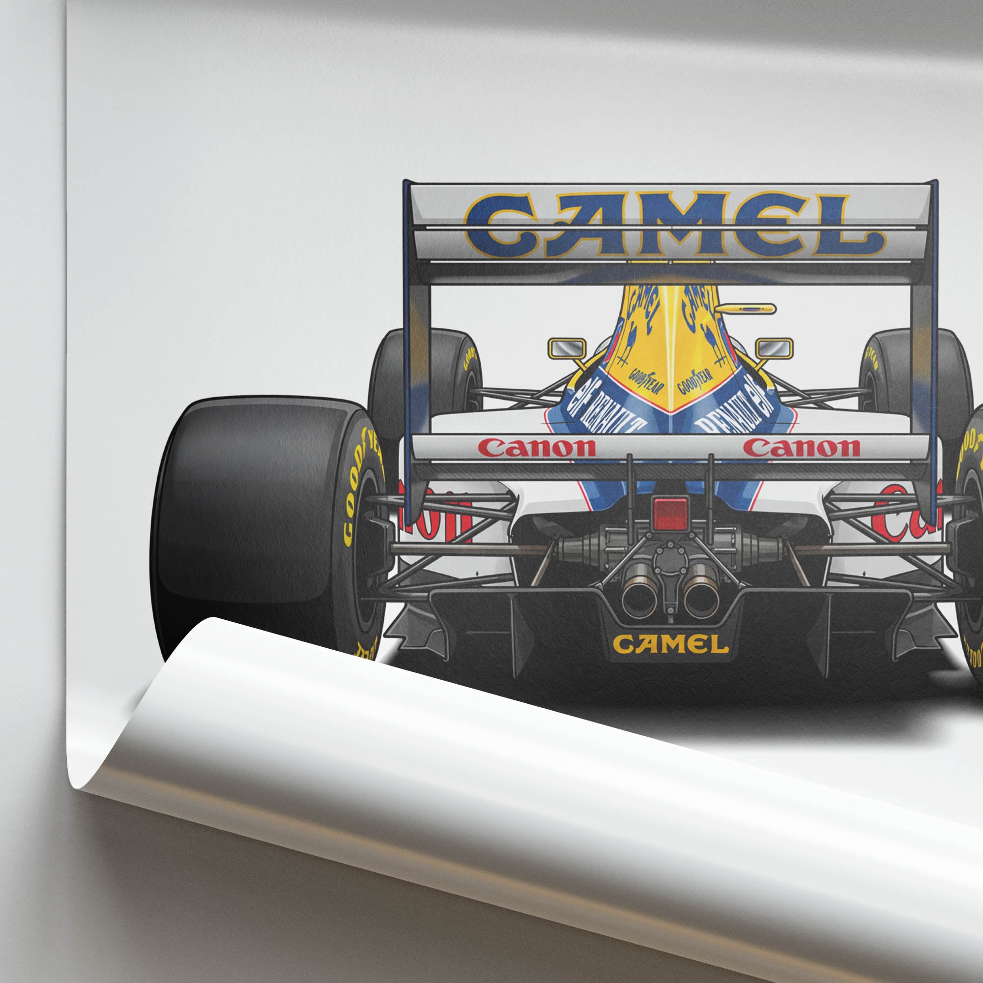 1993 Williams FW15C Alain Prost Canon – Car Print (Back)